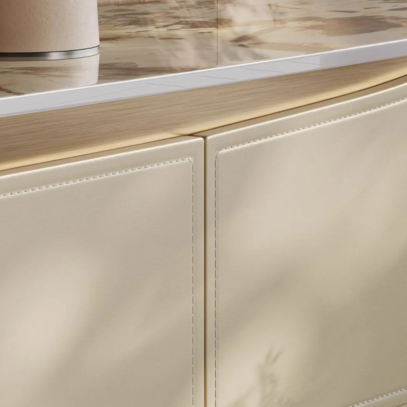 Роскошный ТВ шкаф из натурального камня и кожи BANG 36510-29