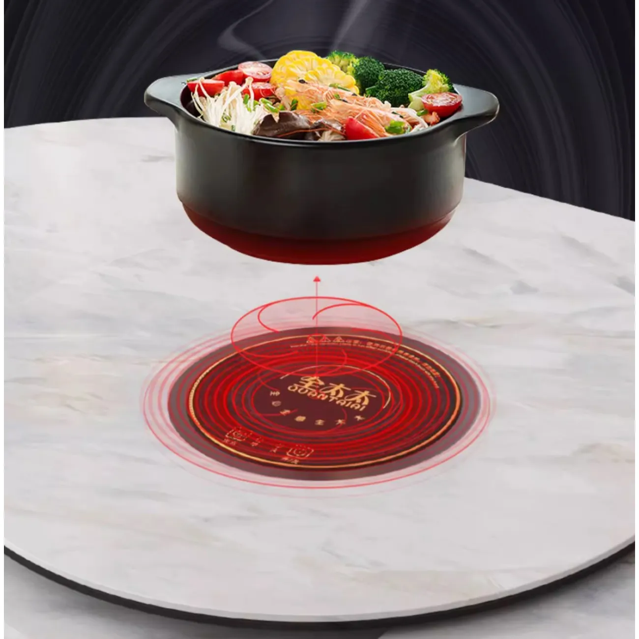 Раздвижной обеденный стол из натурального камня с поворотным столиком BANG 36511-29