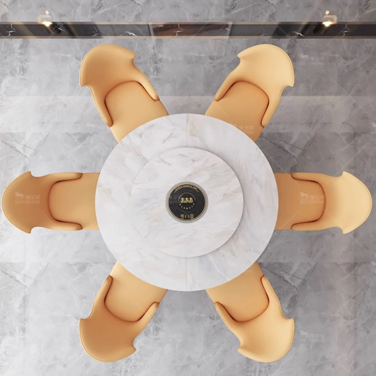 Раздвижной обеденный стол из натурального камня с поворотным столиком BANG 36511-29