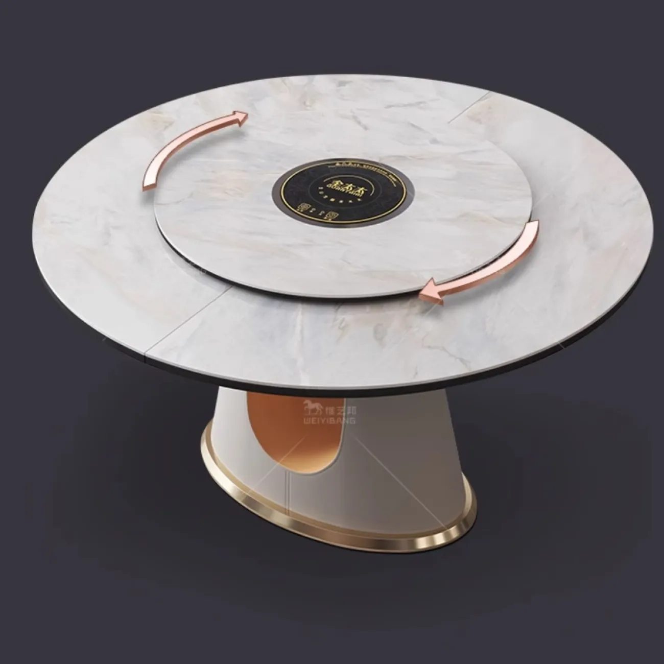 Раздвижной обеденный стол из натурального камня с поворотным столиком BANG 36511-29