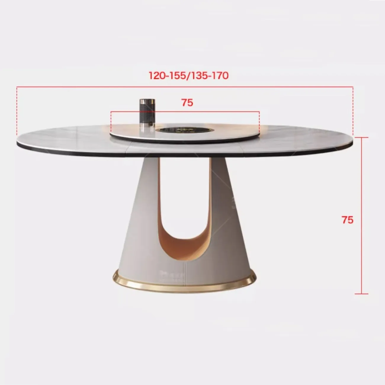 Раздвижной обеденный стол из натурального камня с поворотным столиком BANG 36511-29