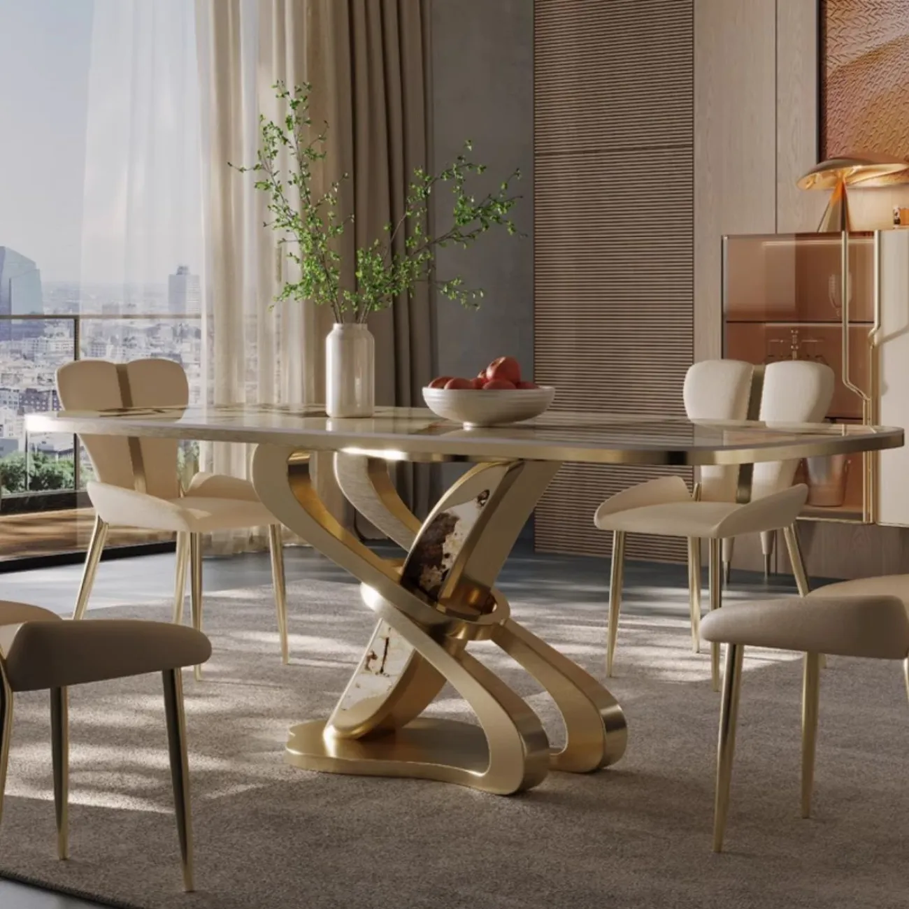 Яркий обеденный стол из натурального камня BANG 36512-29