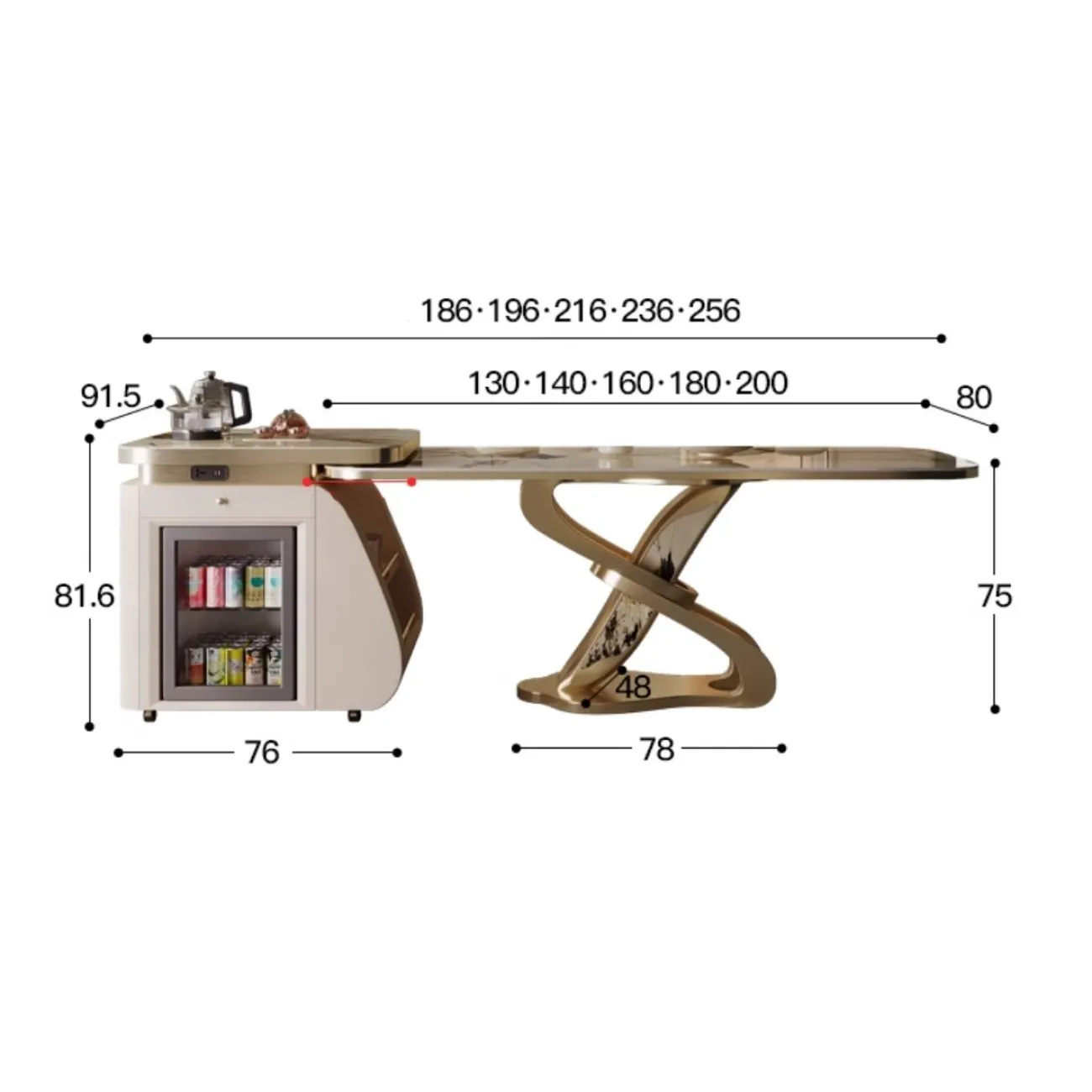Роскошный островной стол из каменной плиты со встроенным обеденным столом BANG 36513-29