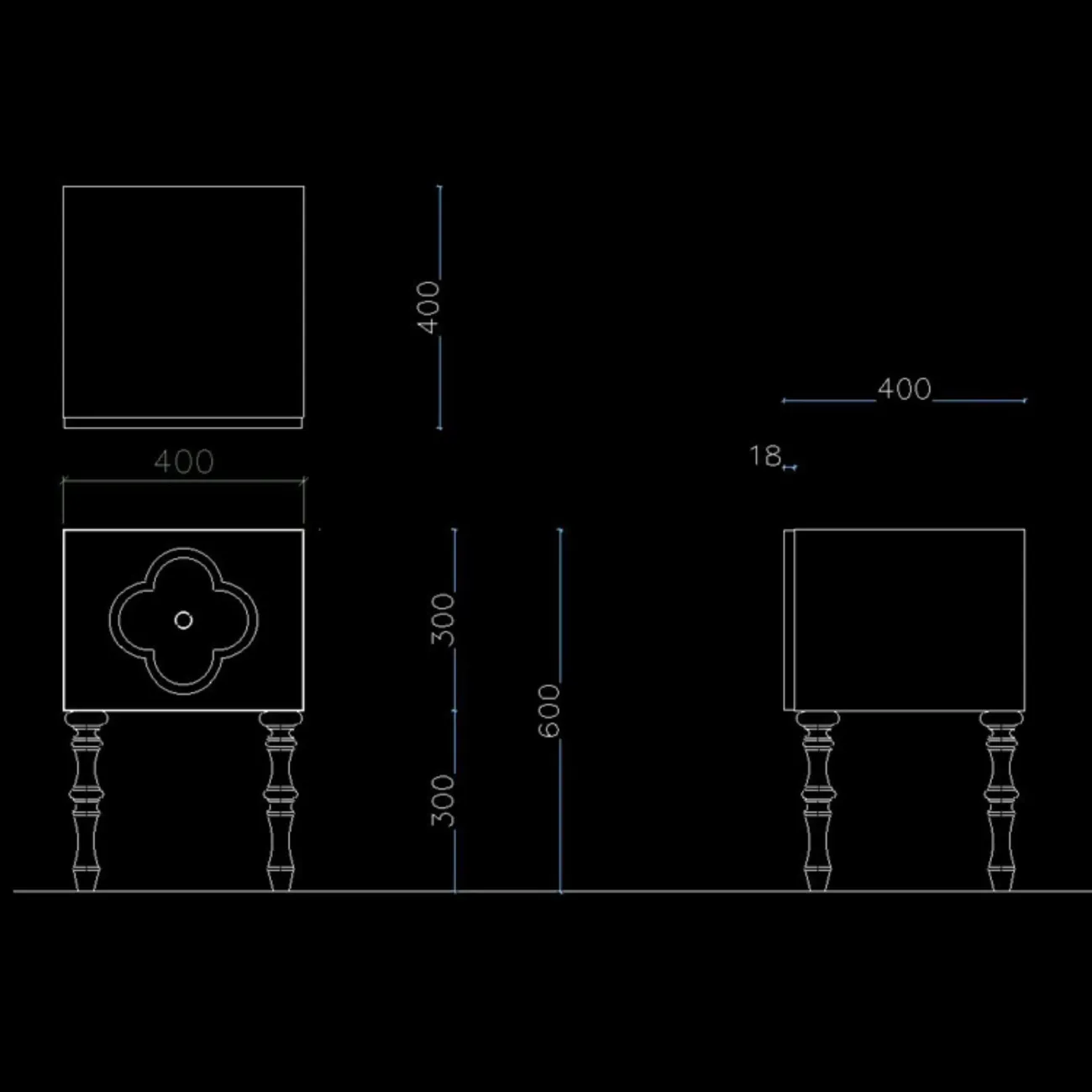 Прикроватная тумбочка из цельного дерева с четырьмя листами клевера BLD 35624-29 Прикроватная тумбочка из цельного дерева с четырьмя листами клевера BLD 35624-29