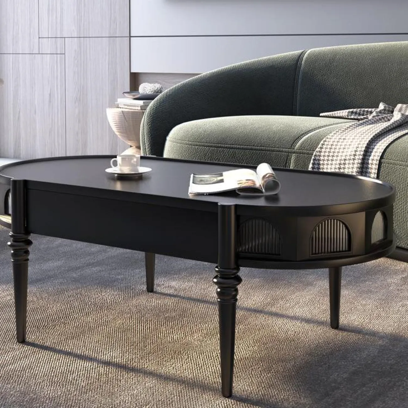 Римский ретро журнальный столик из цельного дерева BLD 35628-29