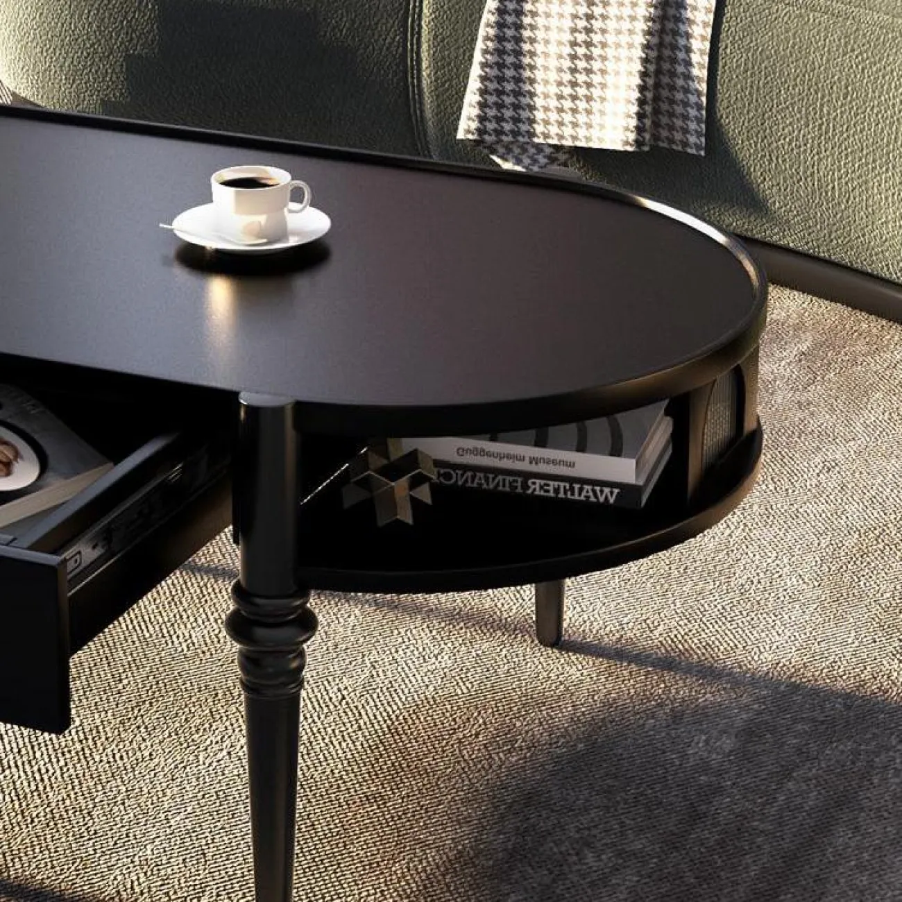 Римский ретро журнальный столик из цельного дерева BLD 35628-29