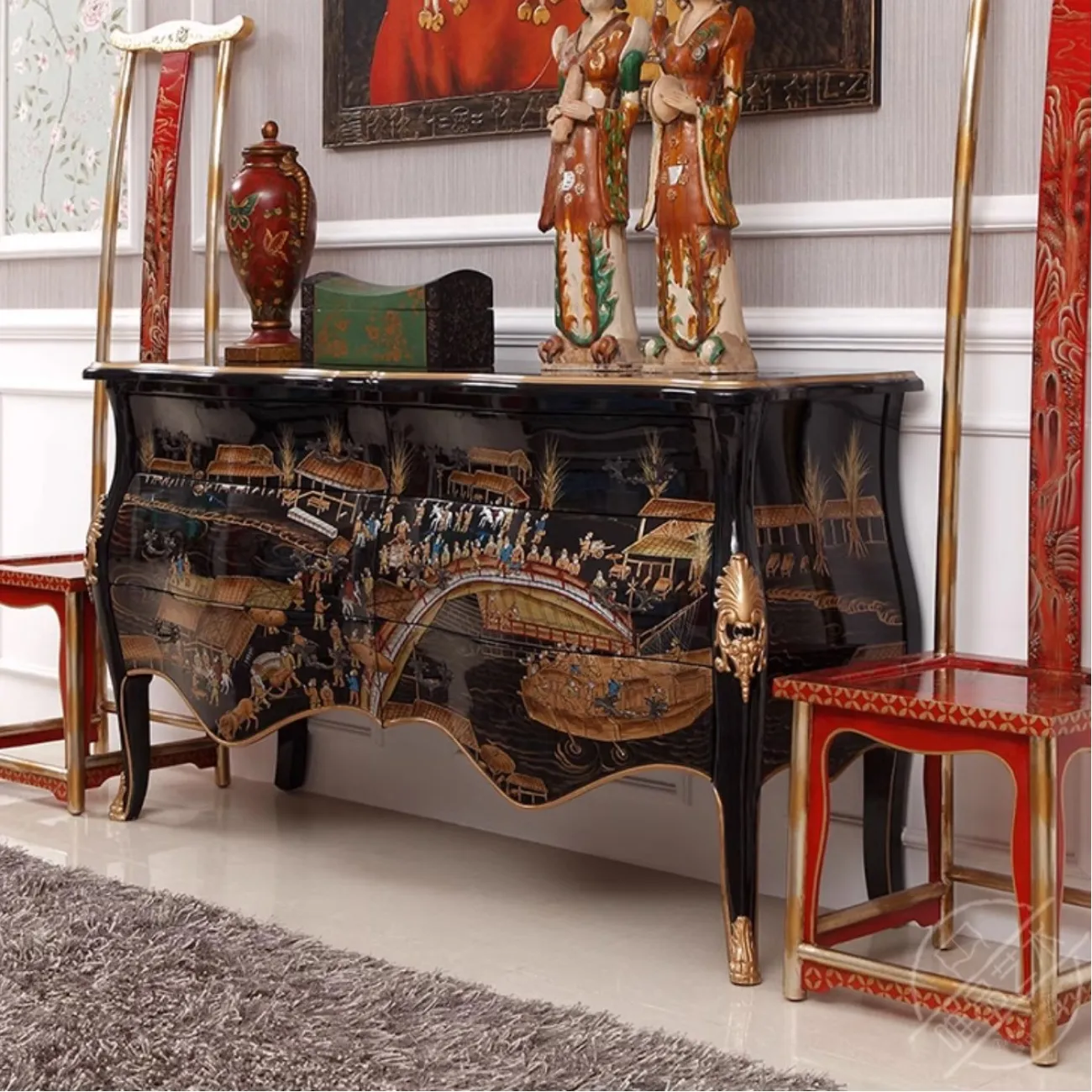 Расписной комод из цельного дерева Creative Life 35975-29