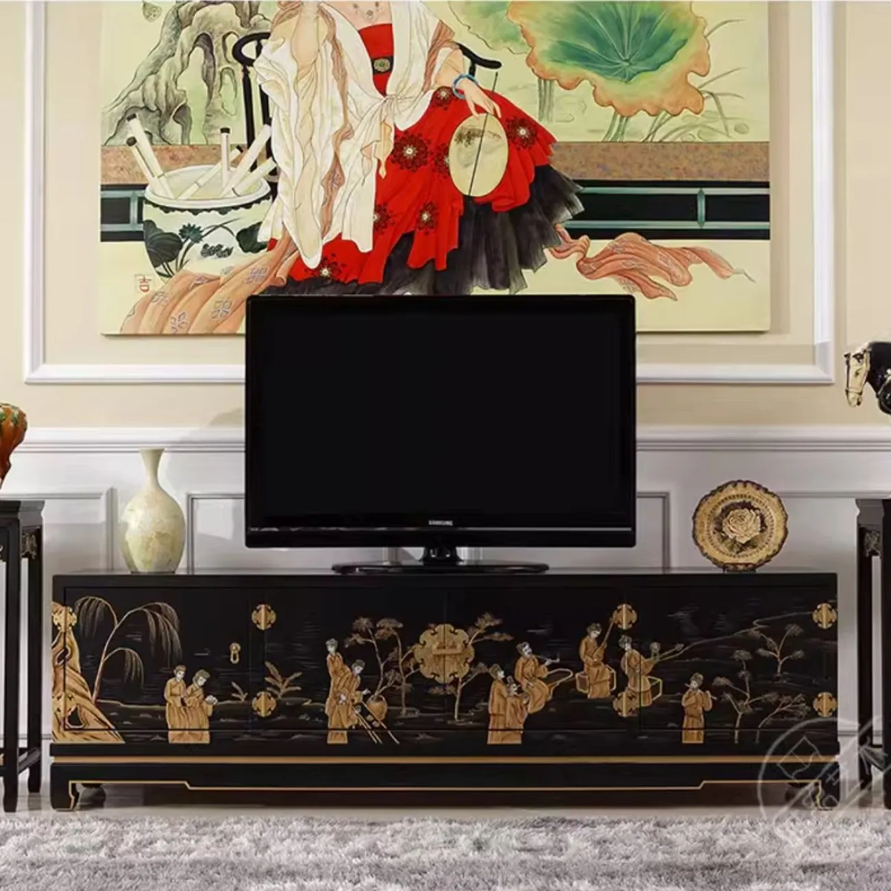 Модный расписной ретро ТВ-шкаф Creative Life 35977-29 Модный расписной ретро ТВ-шкаф Creative Life 35977-29