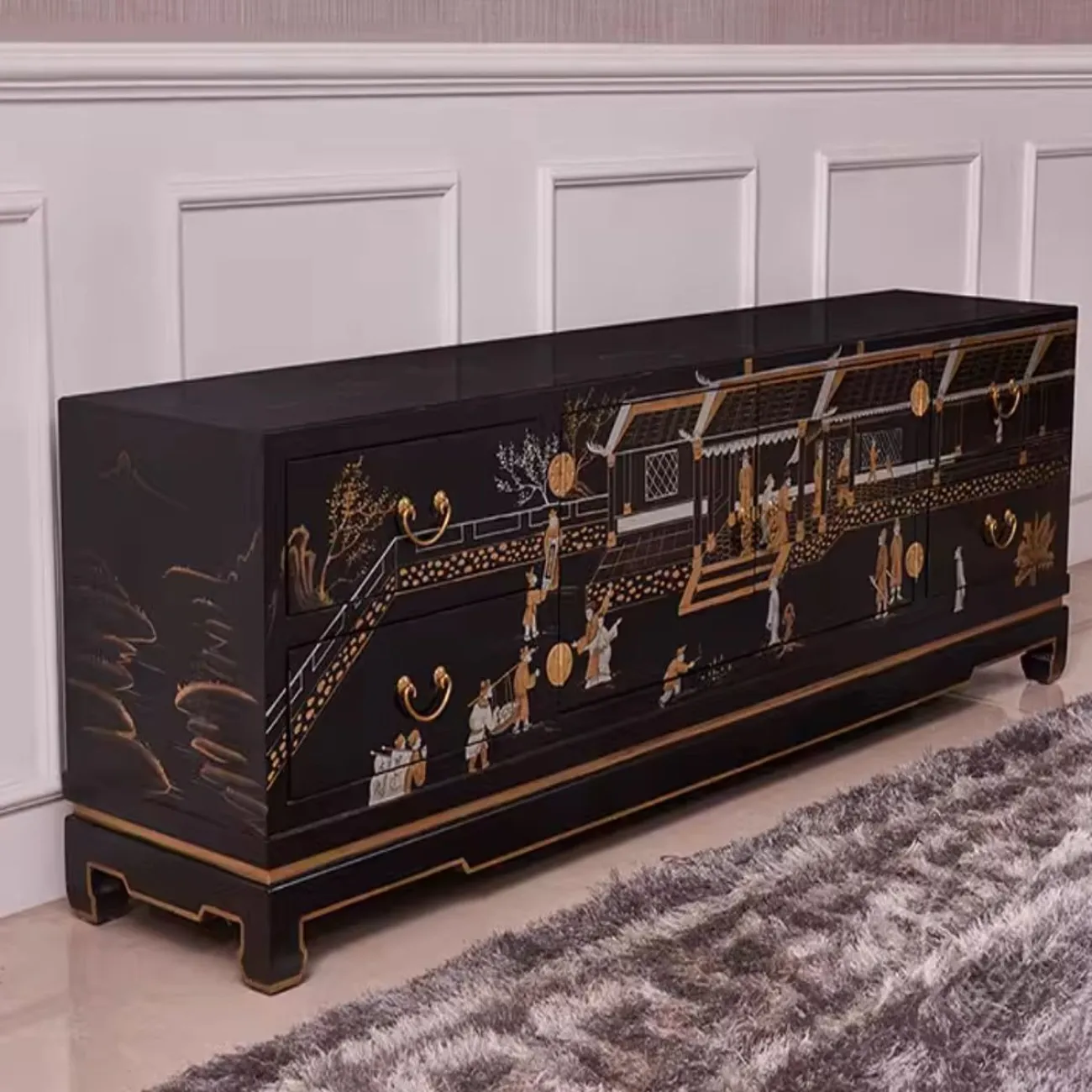 Модный расписной ретро ТВ-шкаф Creative Life 35977-29 Модный расписной ретро ТВ-шкаф Creative Life 35977-29