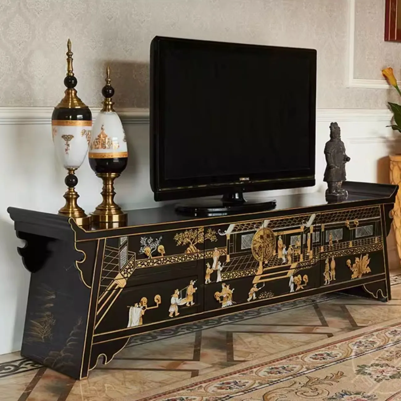 Модный расписной ретро ТВ-шкаф Creative Life 35977-29 Модный расписной ретро ТВ-шкаф Creative Life 35977-29