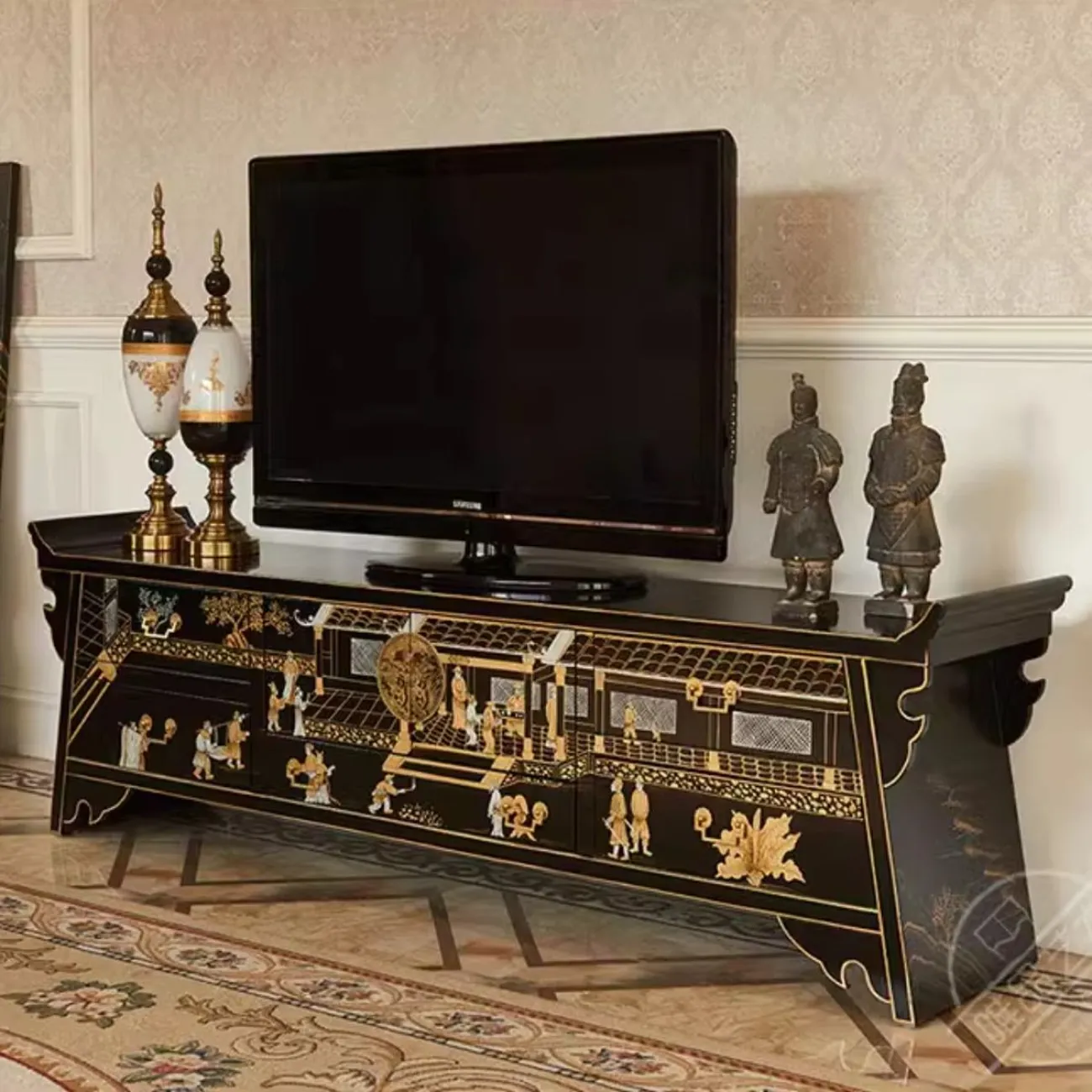 Модный расписной ретро ТВ-шкаф Creative Life 35977-29 Модный расписной ретро ТВ-шкаф Creative Life 35977-29