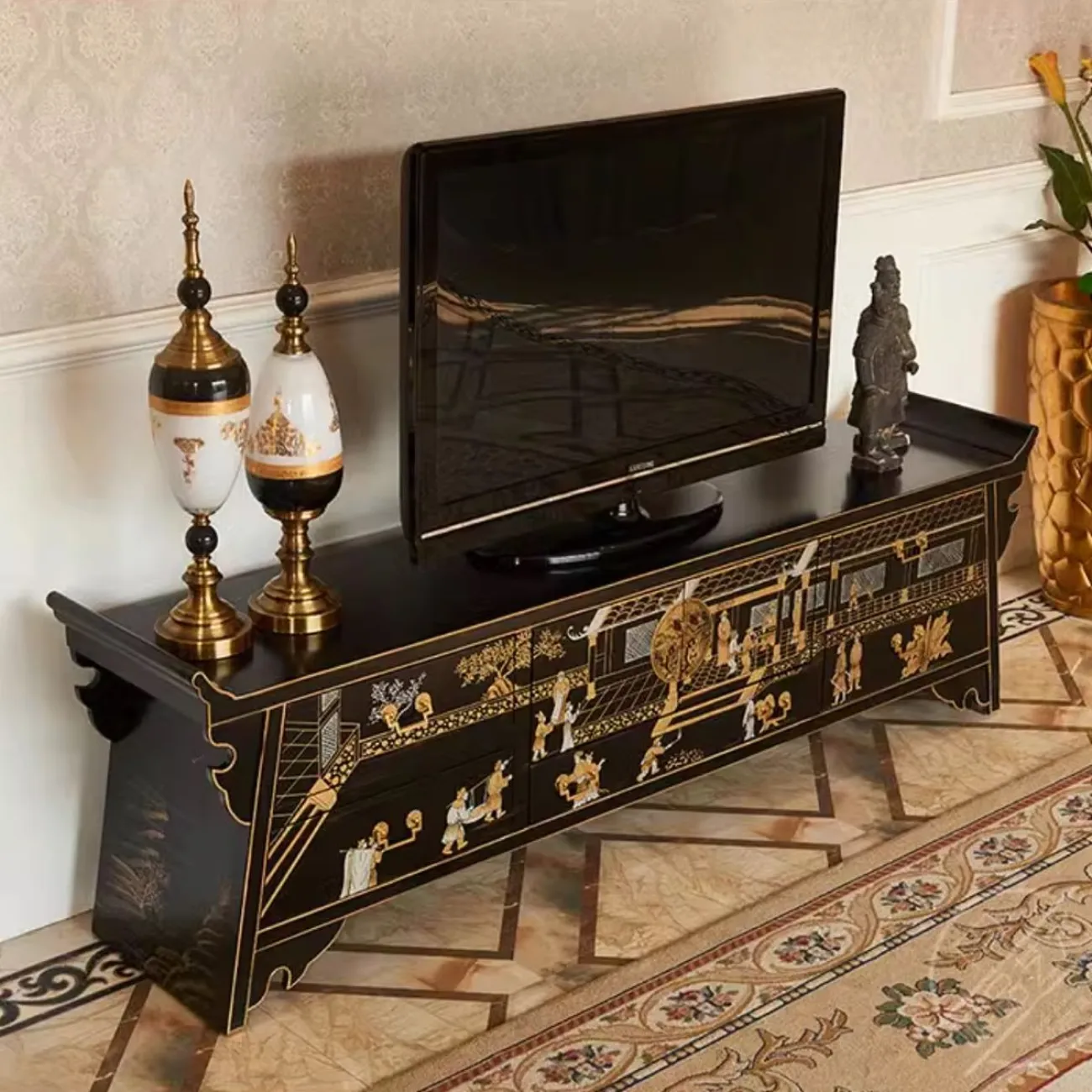 Модный расписной ретро ТВ-шкаф Creative Life 35977-29 Модный расписной ретро ТВ-шкаф Creative Life 35977-29