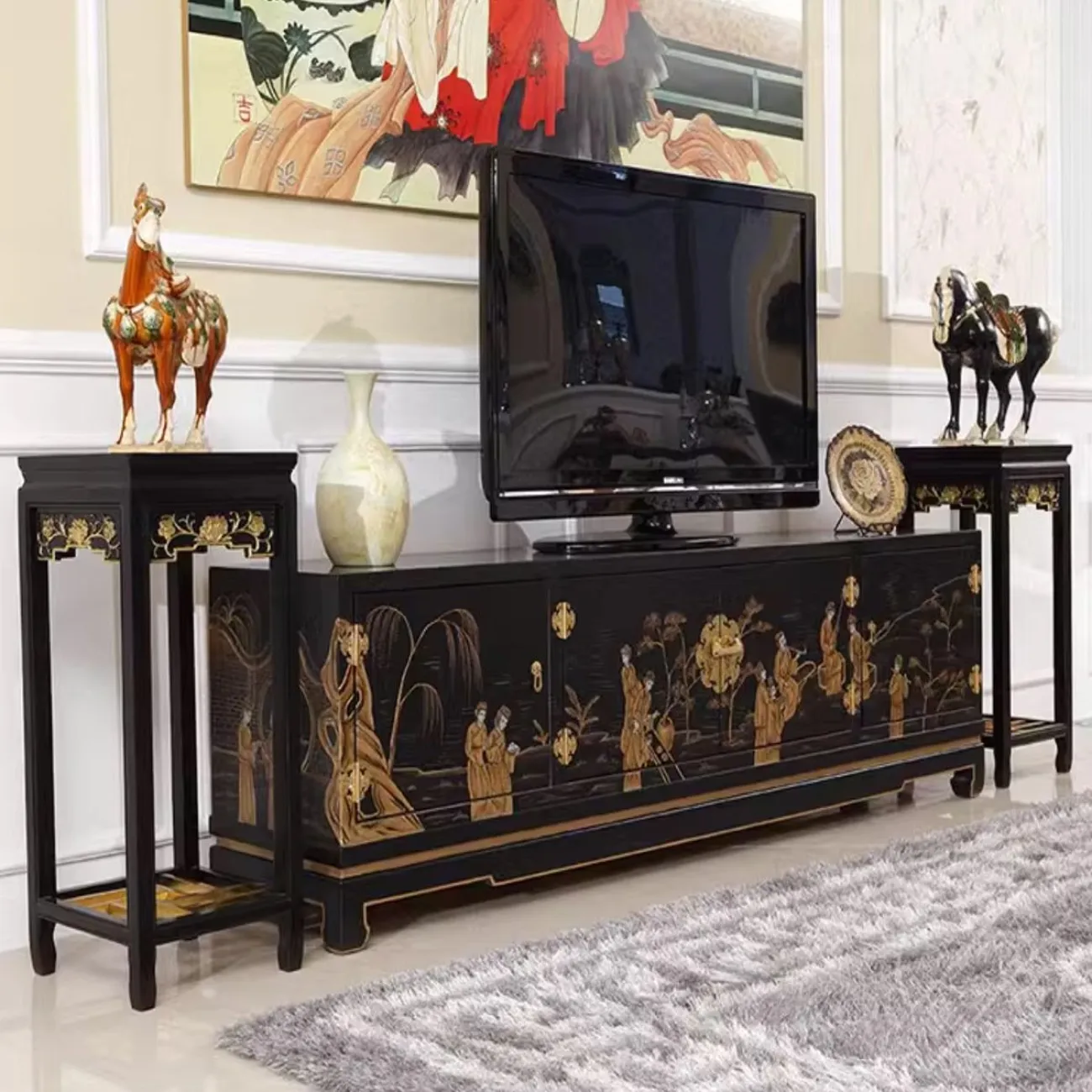 Модный расписной ретро ТВ-шкаф Creative Life 35977-29 Модный расписной ретро ТВ-шкаф Creative Life 35977-29