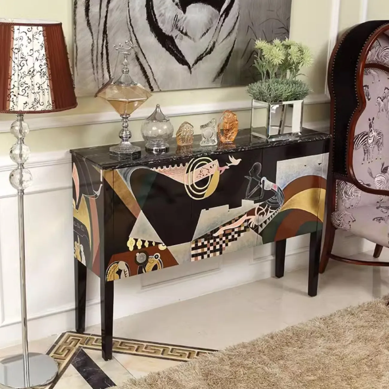 Расписной консольный столик из массива дерева Creative Life 35979-29