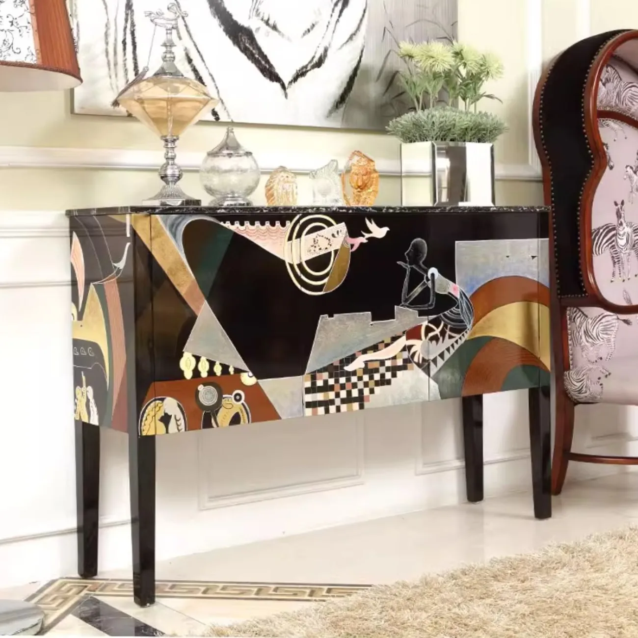 Расписной консольный столик из массива дерева Creative Life 35979-29