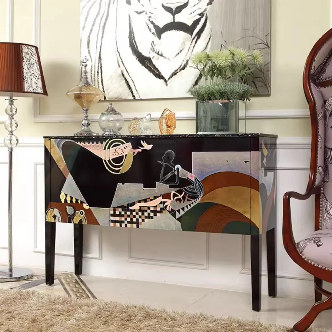 Расписной консольный столик из массива дерева Creative Life 35979-29