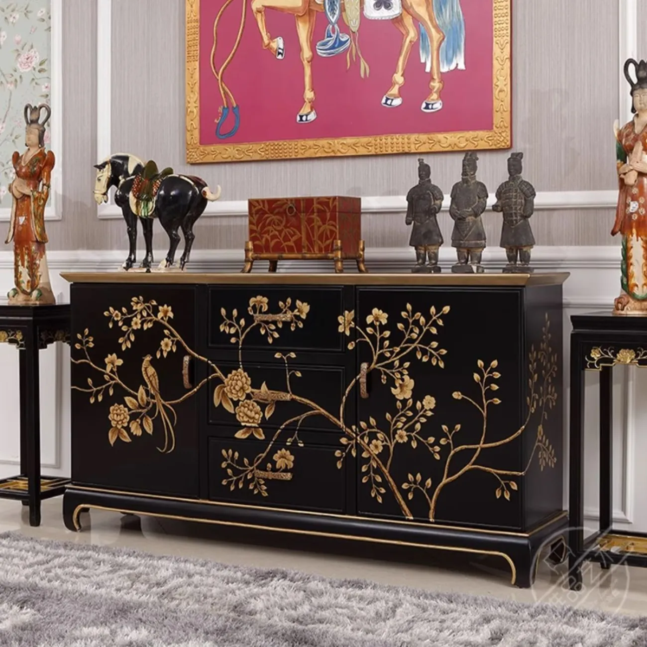 Шкаф-сервант в ретро-стиле из массива дерева Creative Life 35980-29 Шкаф-сервант в ретро-стиле из массива дерева Creative Life 35980-29