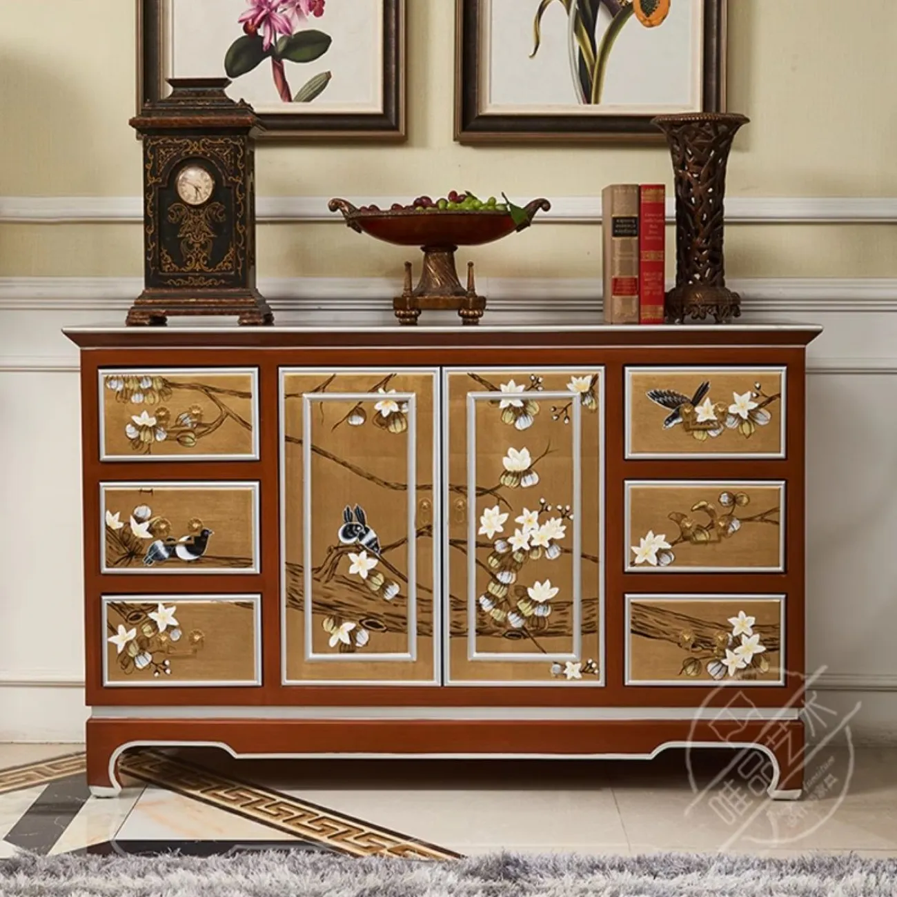 Расписной комод в китайском стиле из массив дерева Creative Life 35981-29