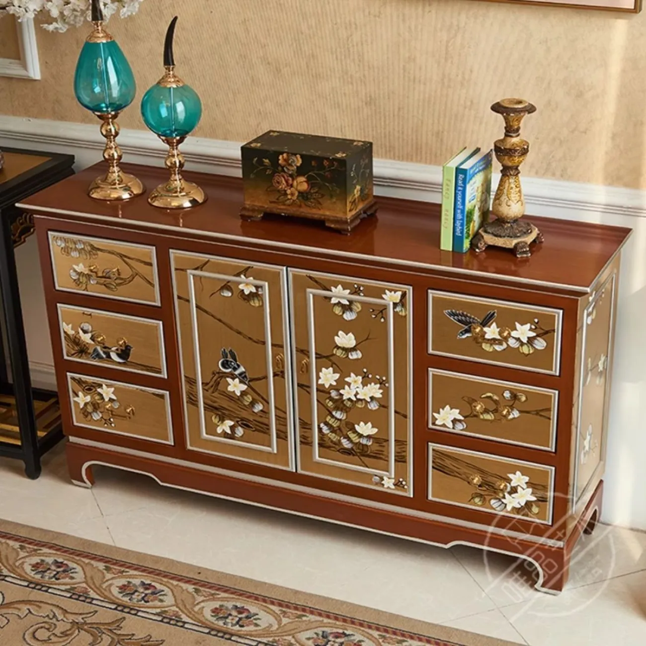 Расписной комод в китайском стиле из массив дерева Creative Life 35981-29 Расписной комод в китайском стиле из массив дерева Creative Life 35981-29