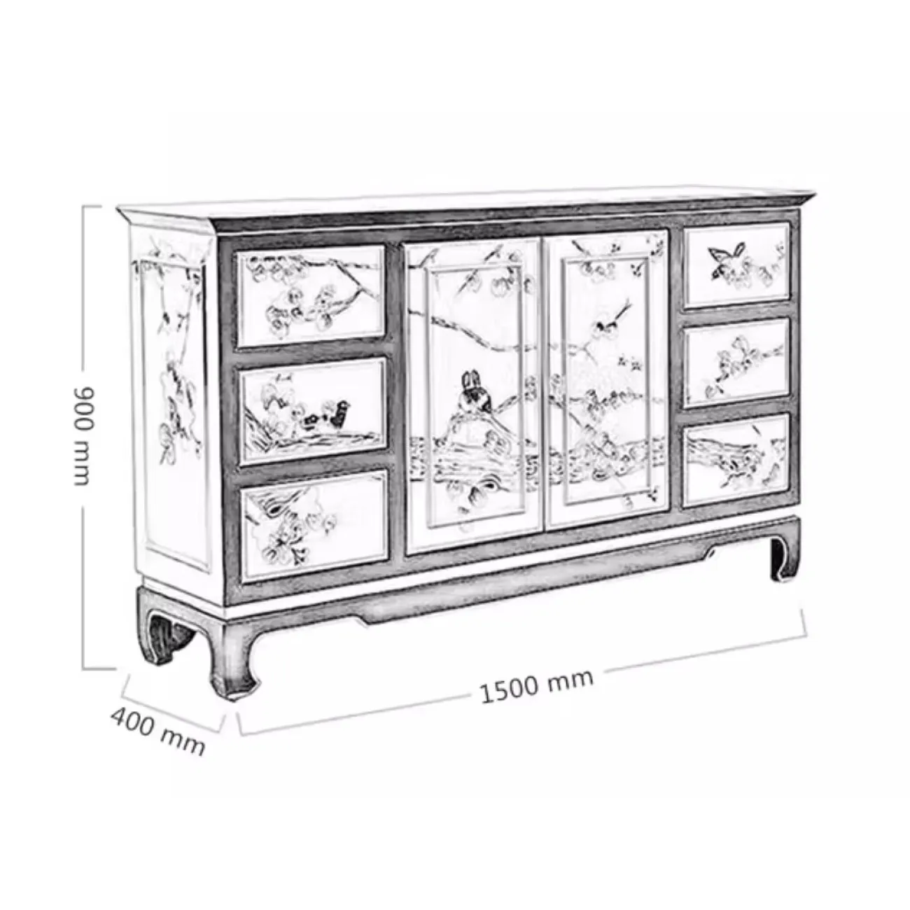 Расписной комод в китайском стиле из массив дерева Creative Life 35981-29 Расписной комод в китайском стиле из массив дерева Creative Life 35981-29