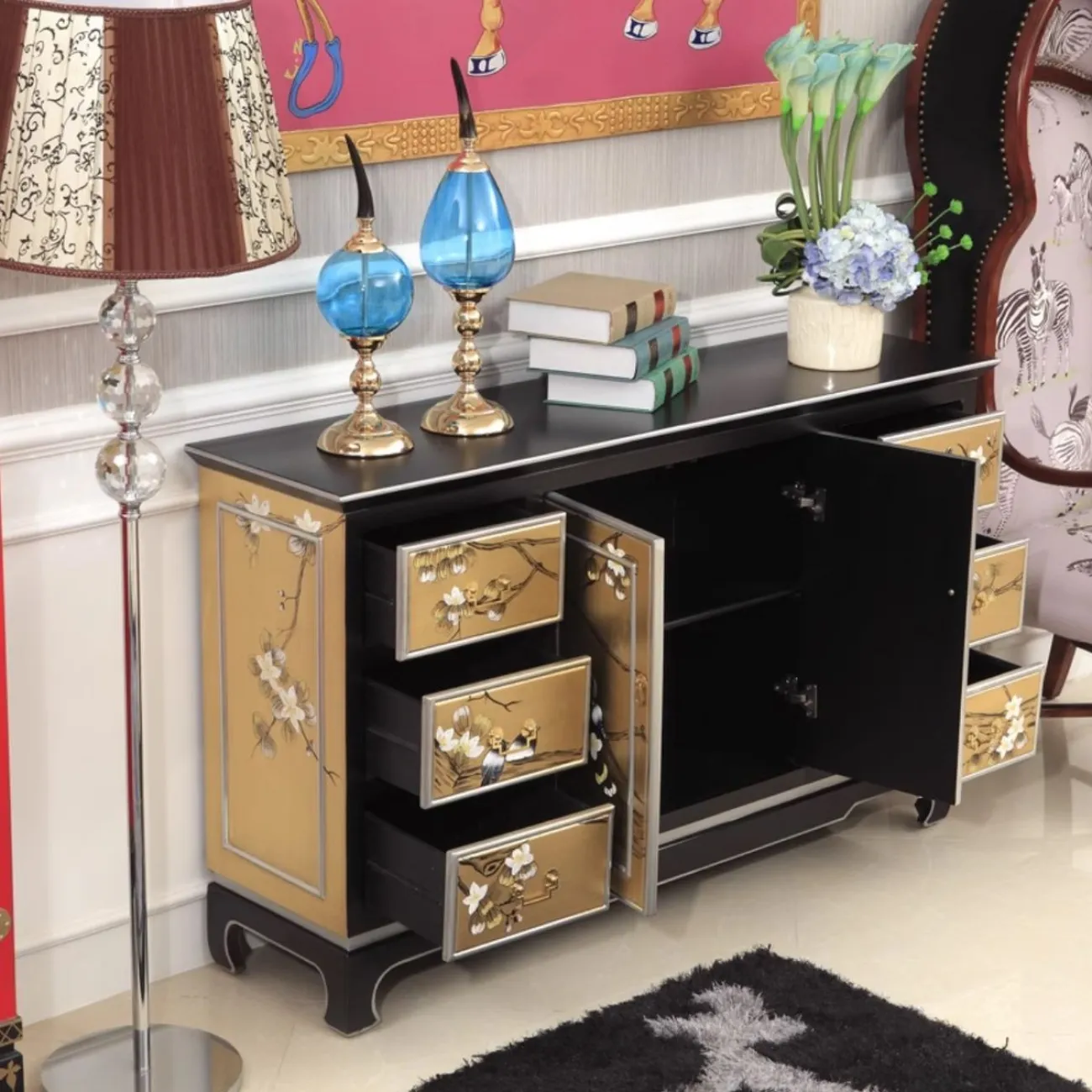 Расписной комод в китайском стиле из массив дерева Creative Life 35981-29