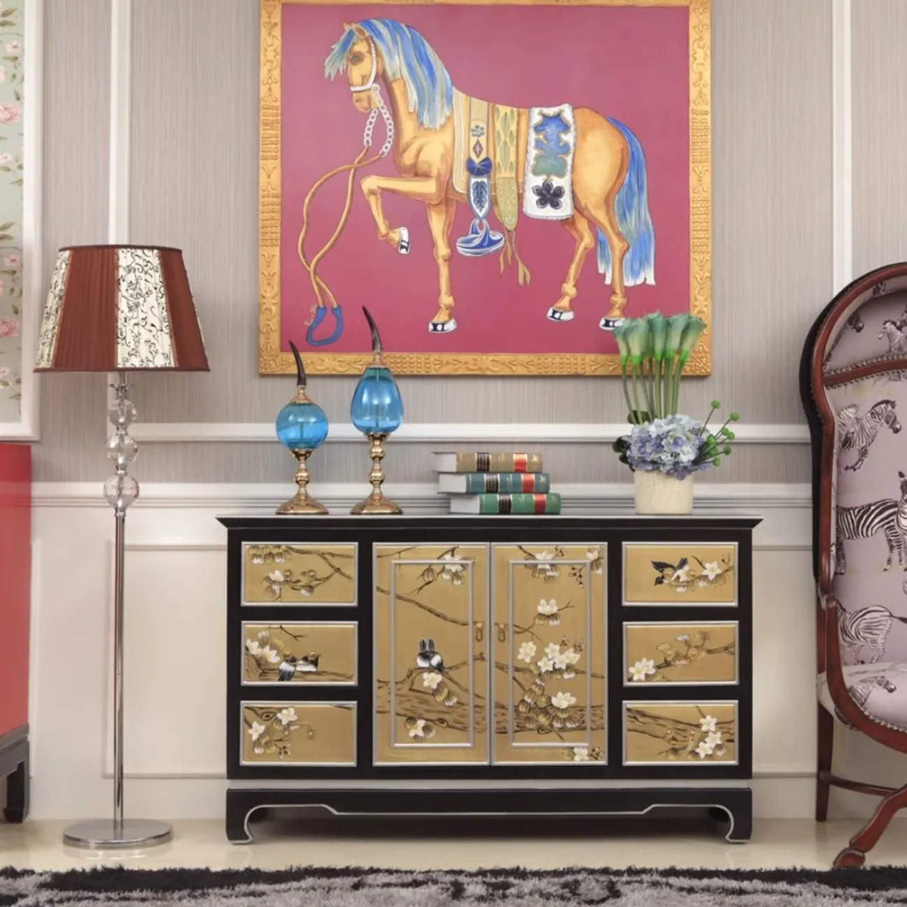 Расписной комод в китайском стиле из массив дерева Creative Life 35981-29