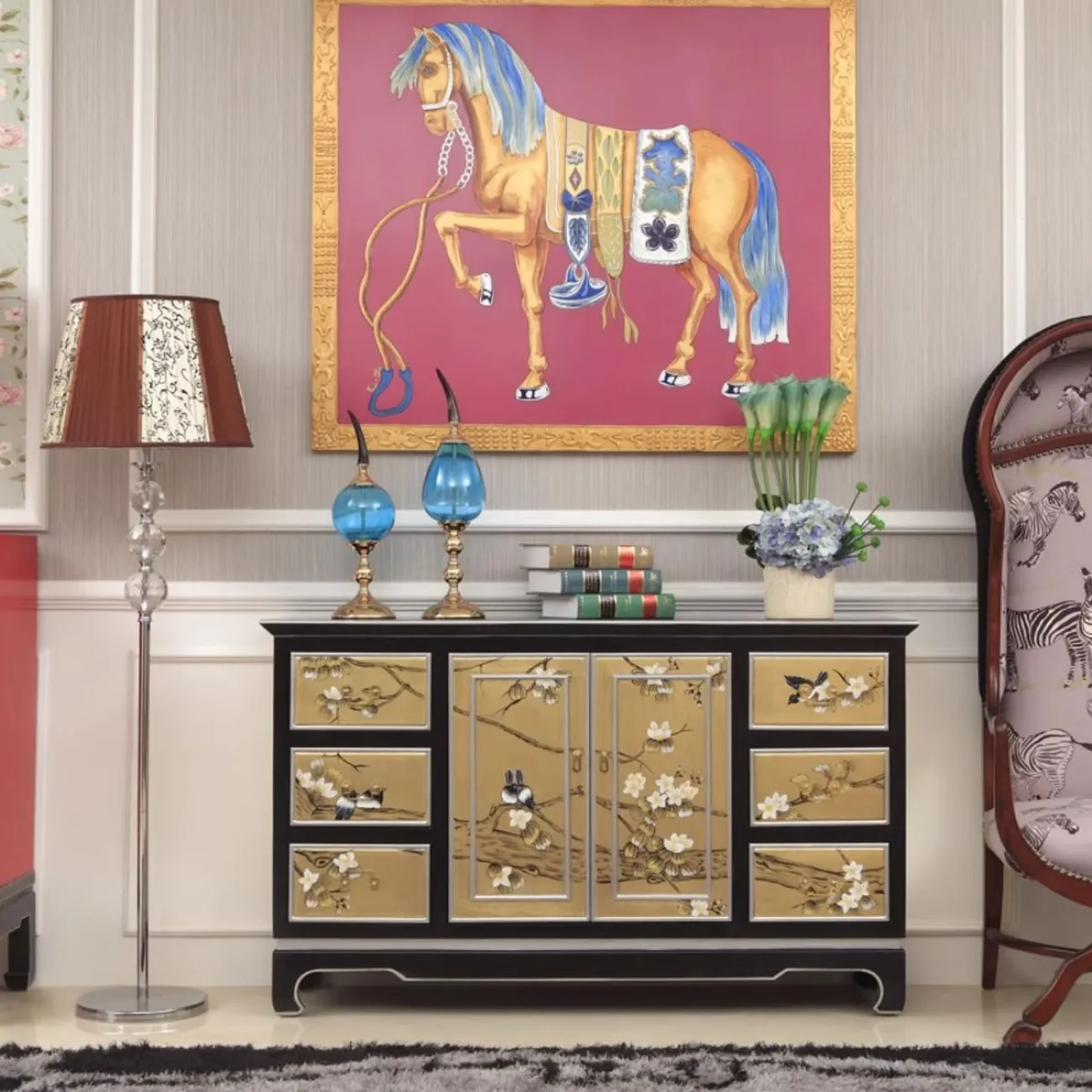 Расписной комод в китайском стиле из массив дерева Creative Life 35981-29 Расписной комод в китайском стиле из массив дерева Creative Life 35981-29