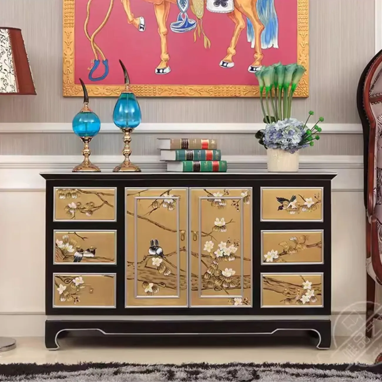 Расписной комод в китайском стиле из массив дерева Creative Life 35981-29 Расписной комод в китайском стиле из массив дерева Creative Life 35981-29