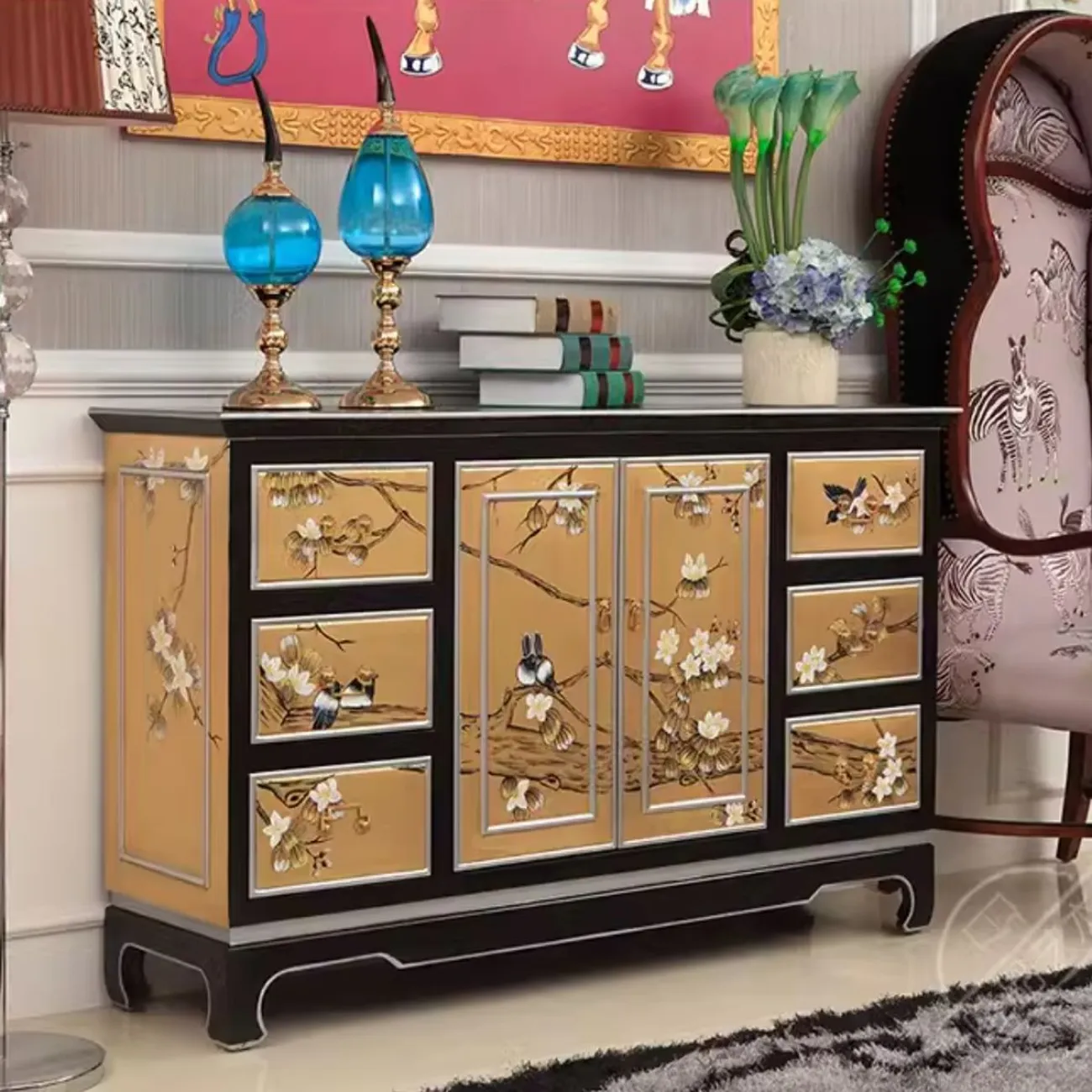 Расписной комод в китайском стиле из массив дерева Creative Life 35981-29 Расписной комод в китайском стиле из массив дерева Creative Life 35981-29