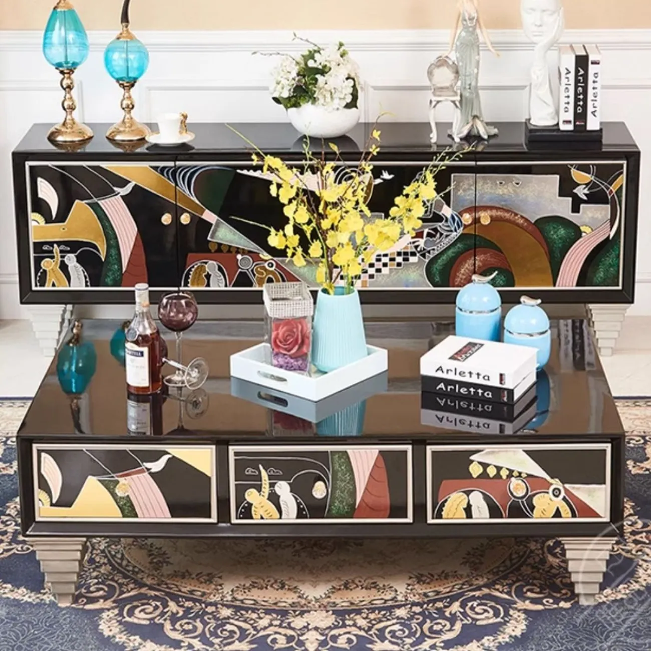 Расписной роскошный ТВ-шкаф Creative Life 35988-29 Расписной роскошный ТВ-шкаф Creative Life 35988-29