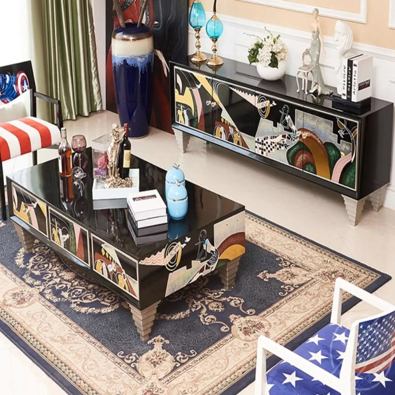 Расписной роскошный ТВ-шкаф Creative Life 35988-29 Расписной роскошный ТВ-шкаф Creative Life 35988-29