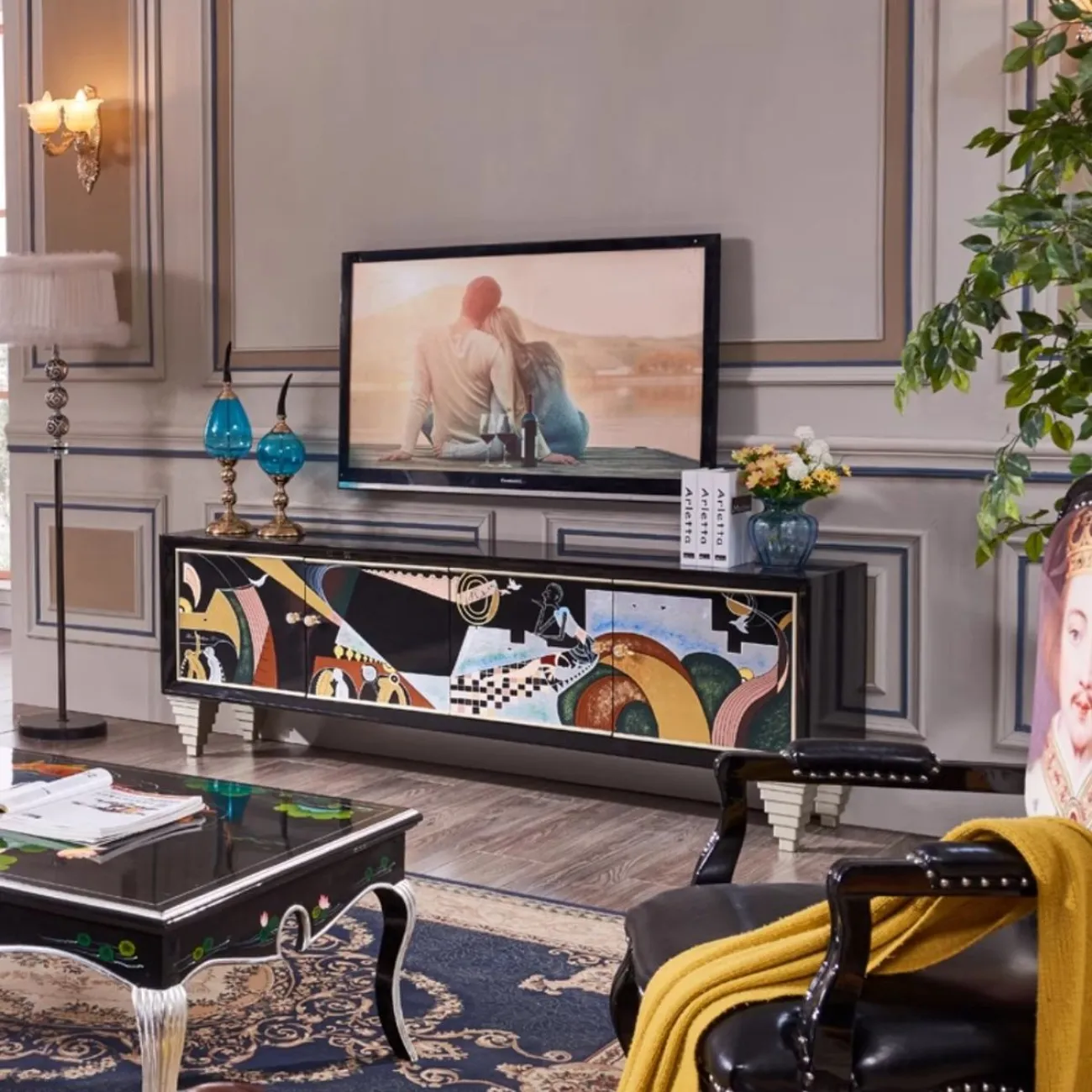 Расписной роскошный ТВ-шкаф Creative Life 35988-29 Расписной роскошный ТВ-шкаф Creative Life 35988-29