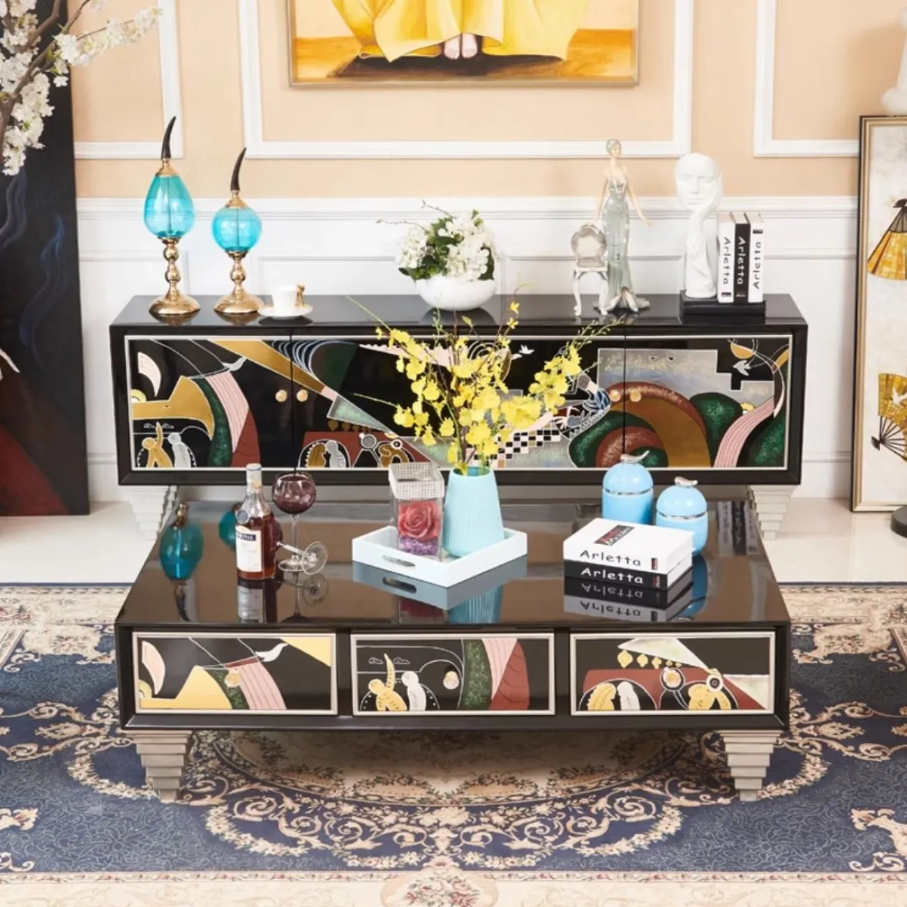 Расписной роскошный ТВ-шкаф Creative Life 35988-29 Расписной роскошный ТВ-шкаф Creative Life 35988-29