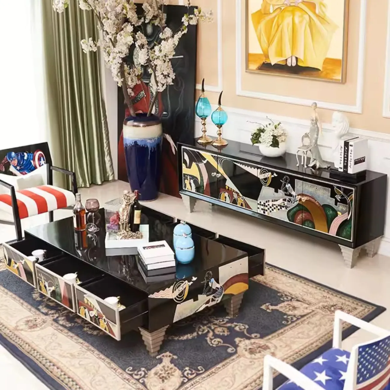 Расписной роскошный ТВ-шкаф Creative Life 35988-29 Расписной роскошный ТВ-шкаф Creative Life 35988-29