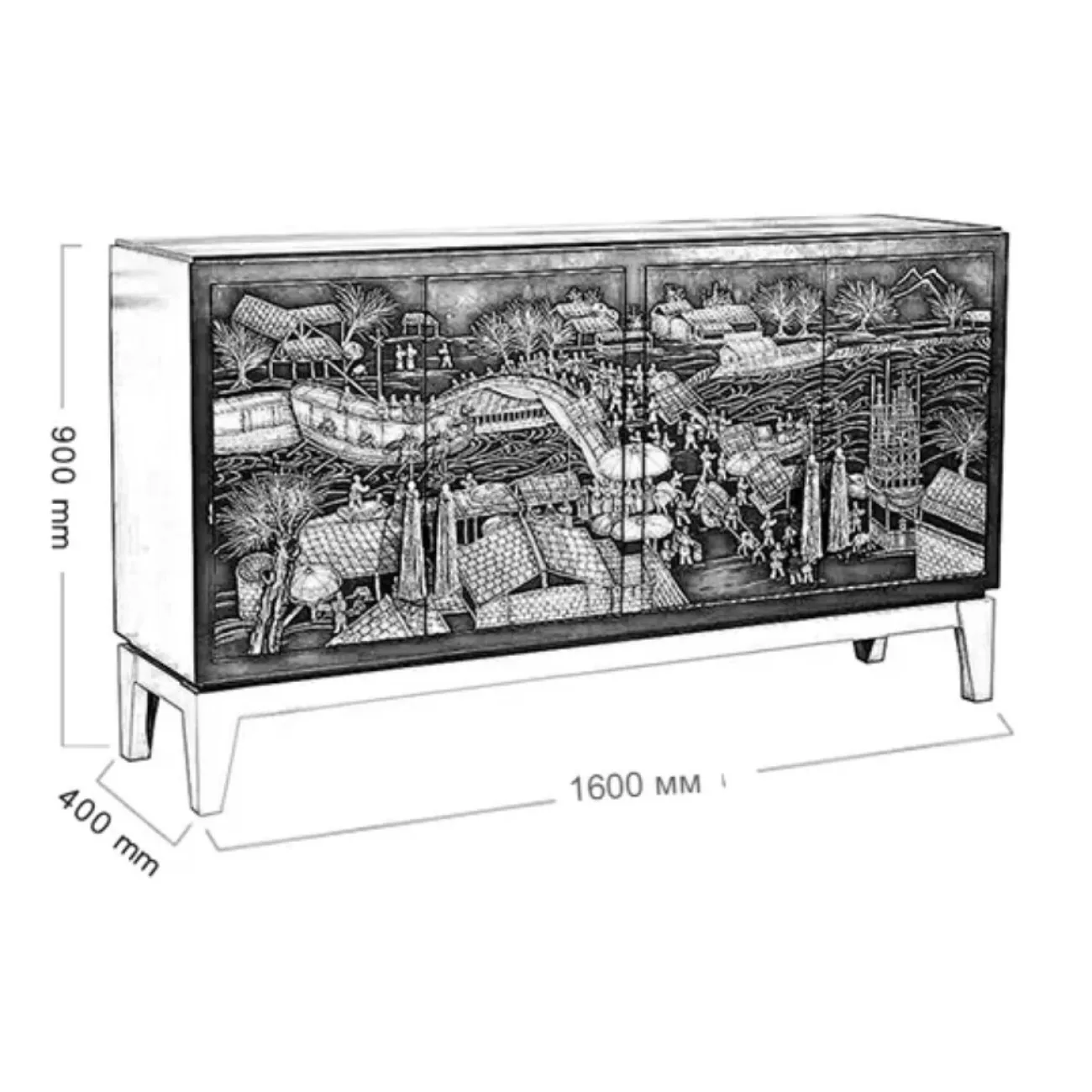 Расписной комод из массива дерева в китайском стиле Creative Life 35991-29 Расписной комод из массива дерева в китайском стиле Creative Life 35991-29