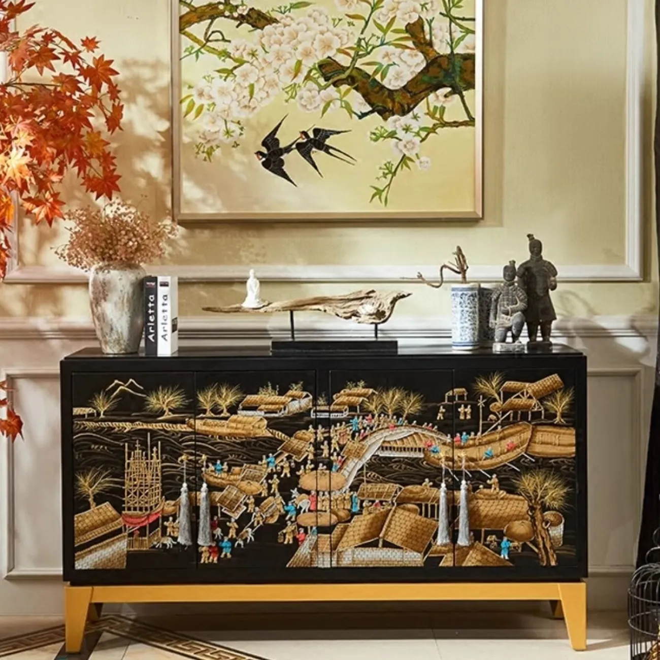 Расписной комод из массива дерева в китайском стиле Creative Life 35991-29 Расписной комод из массива дерева в китайском стиле Creative Life 35991-29