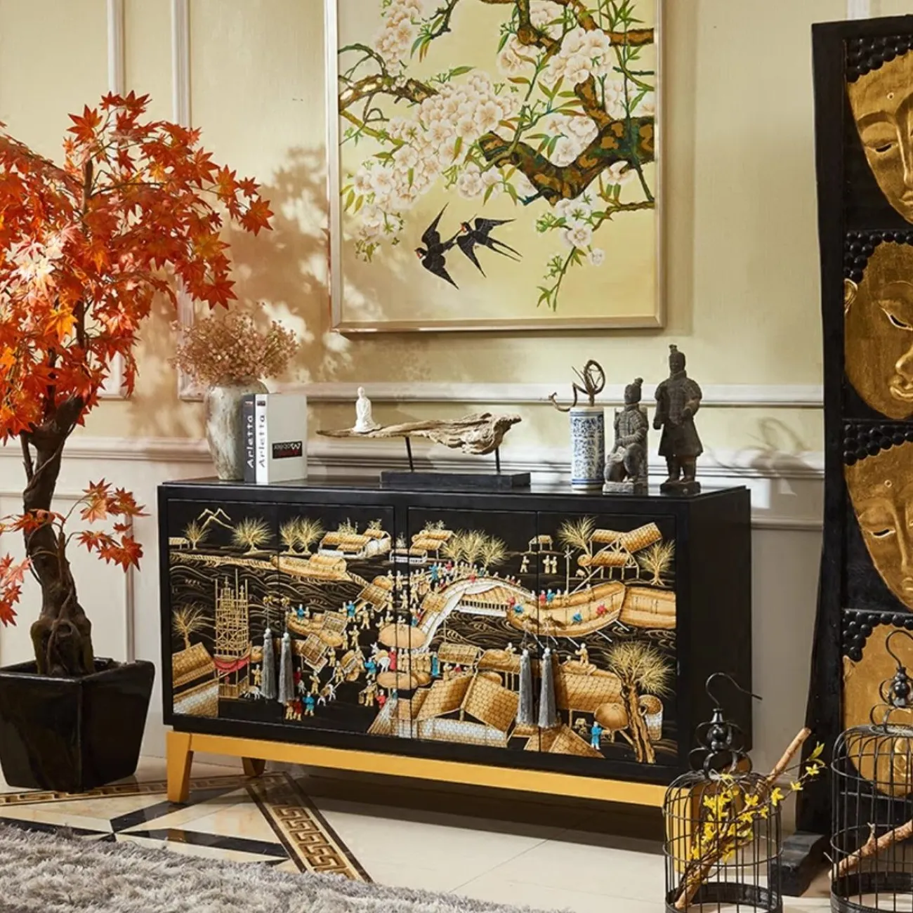 Расписной комод из массива дерева в китайском стиле Creative Life 35991-29 Расписной комод из массива дерева в китайском стиле Creative Life 35991-29