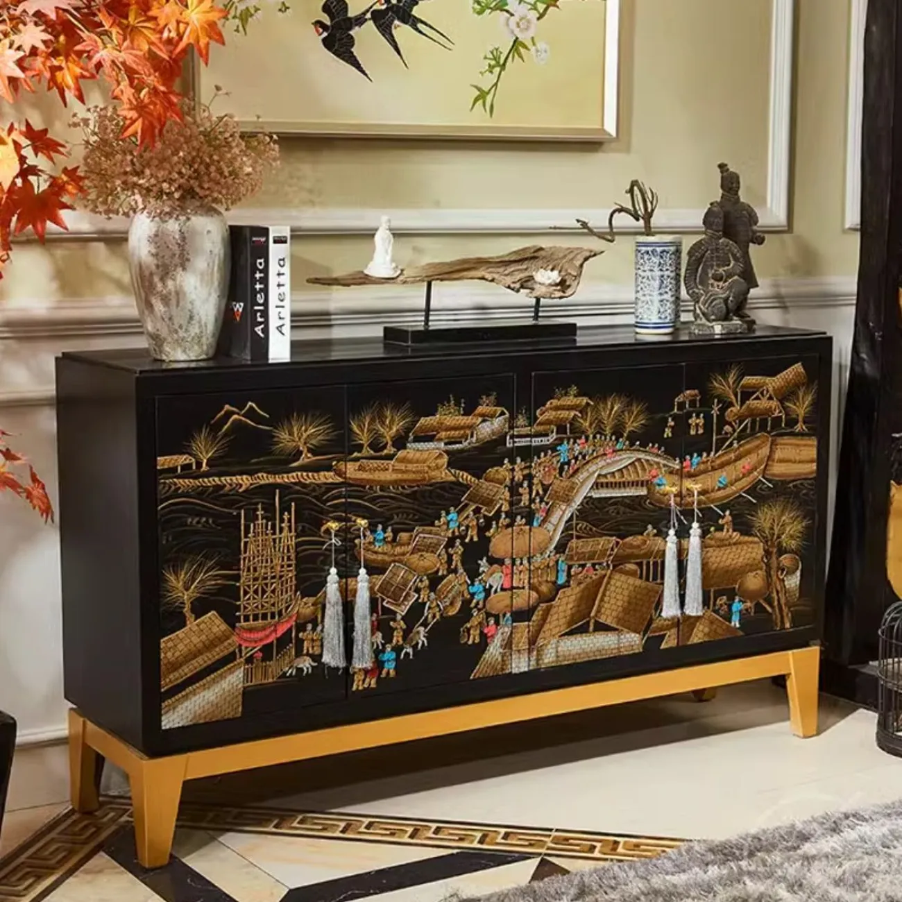 Расписной комод из массива дерева в китайском стиле Creative Life 35991-29 Расписной комод из массива дерева в китайском стиле Creative Life 35991-29