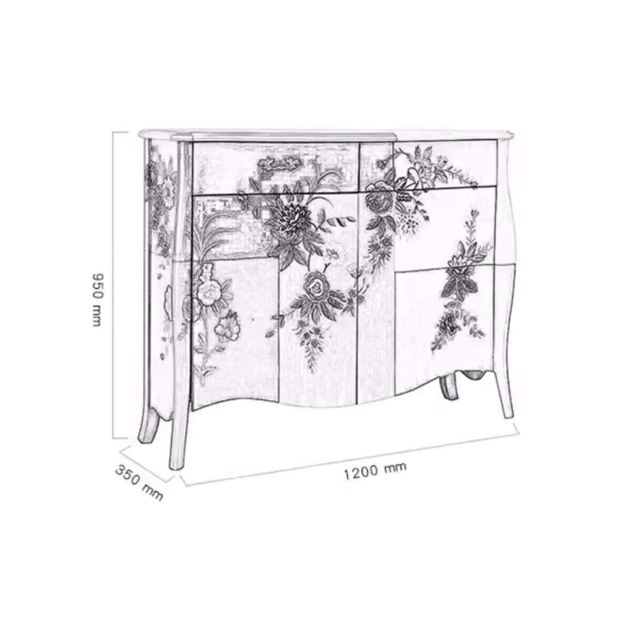 Ультратонкий расписной комод из массива дерева Creative Life 35992-29 Ультратонкий расписной комод из массива дерева Creative Life 35992-29