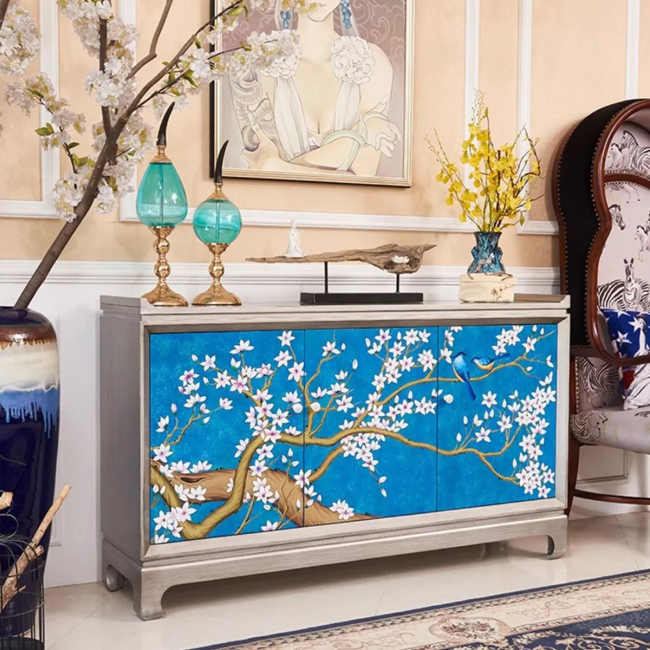 Роскошный расписной комод из массива дерева Creative Life 35993-29