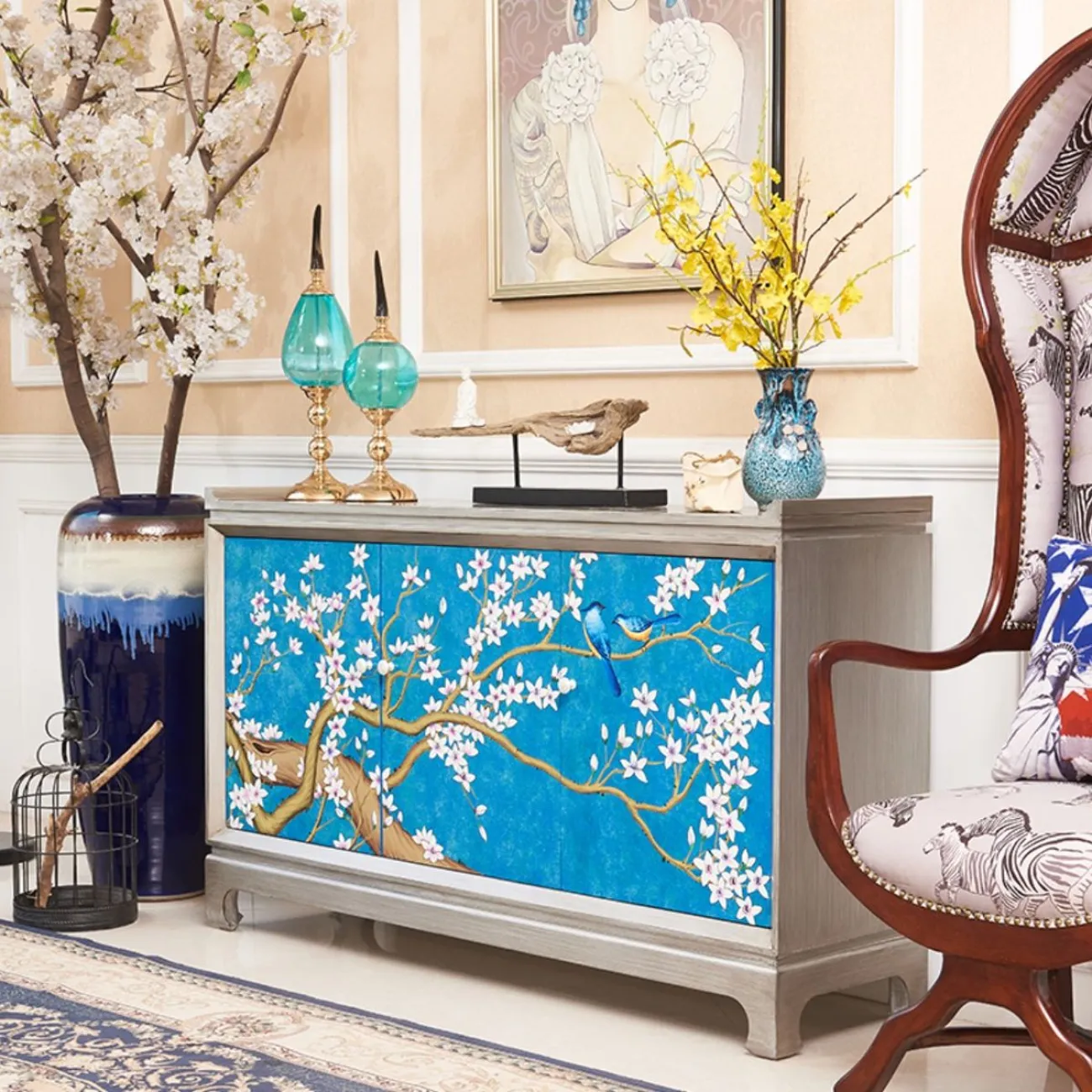 Роскошный расписной комод из массива дерева Creative Life 35993-29