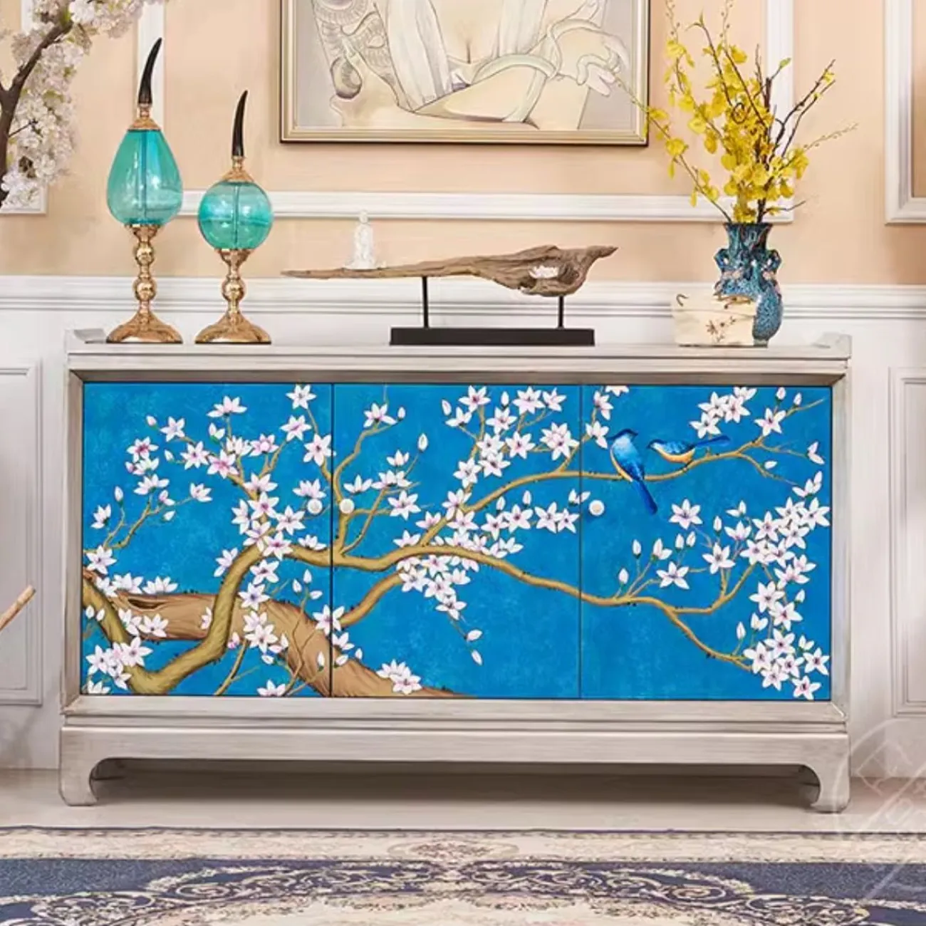 Роскошный расписной комод из массива дерева Creative Life 35993-29