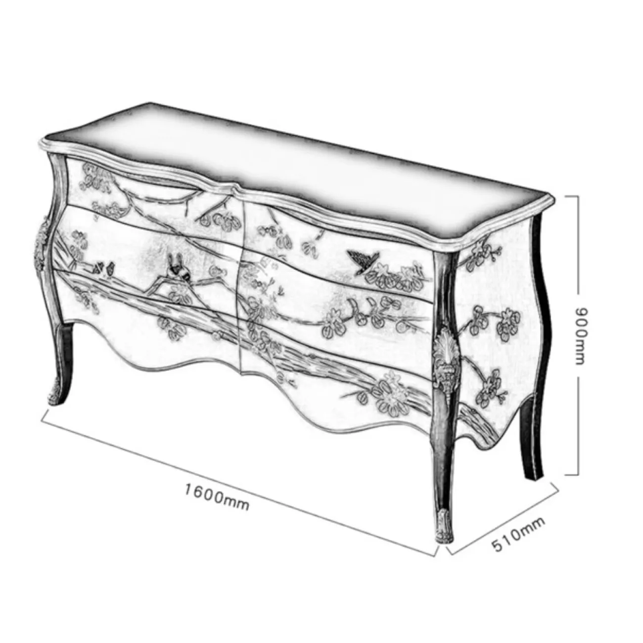 Расписной комод из массива дерева в европейском стиле Creative Life 36000-29