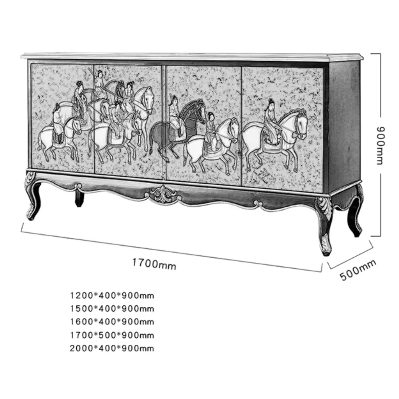 Современный расписной комод из массива дерева Creative Life 36004-29