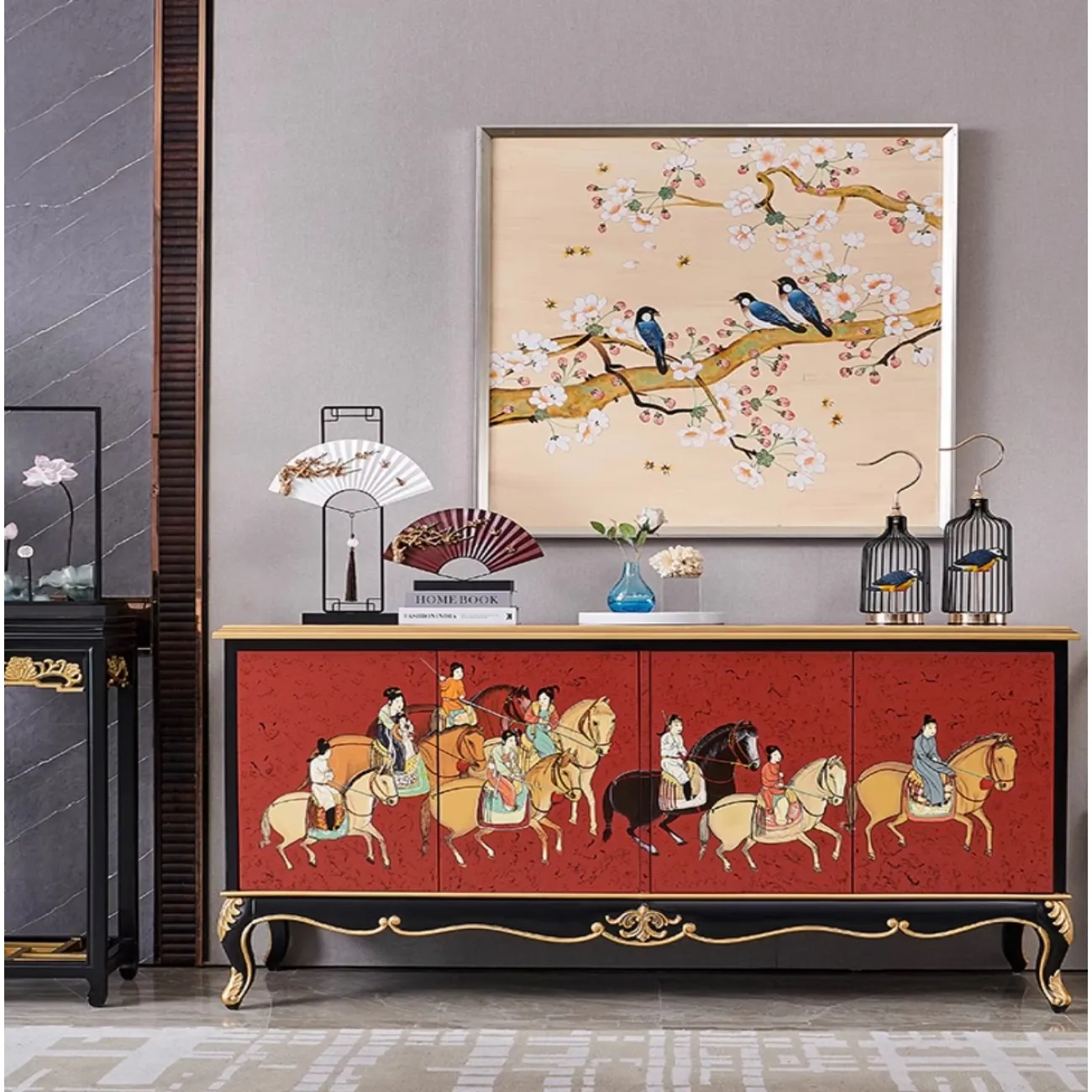 Современный расписной комод из массива дерева Creative Life 36004-29