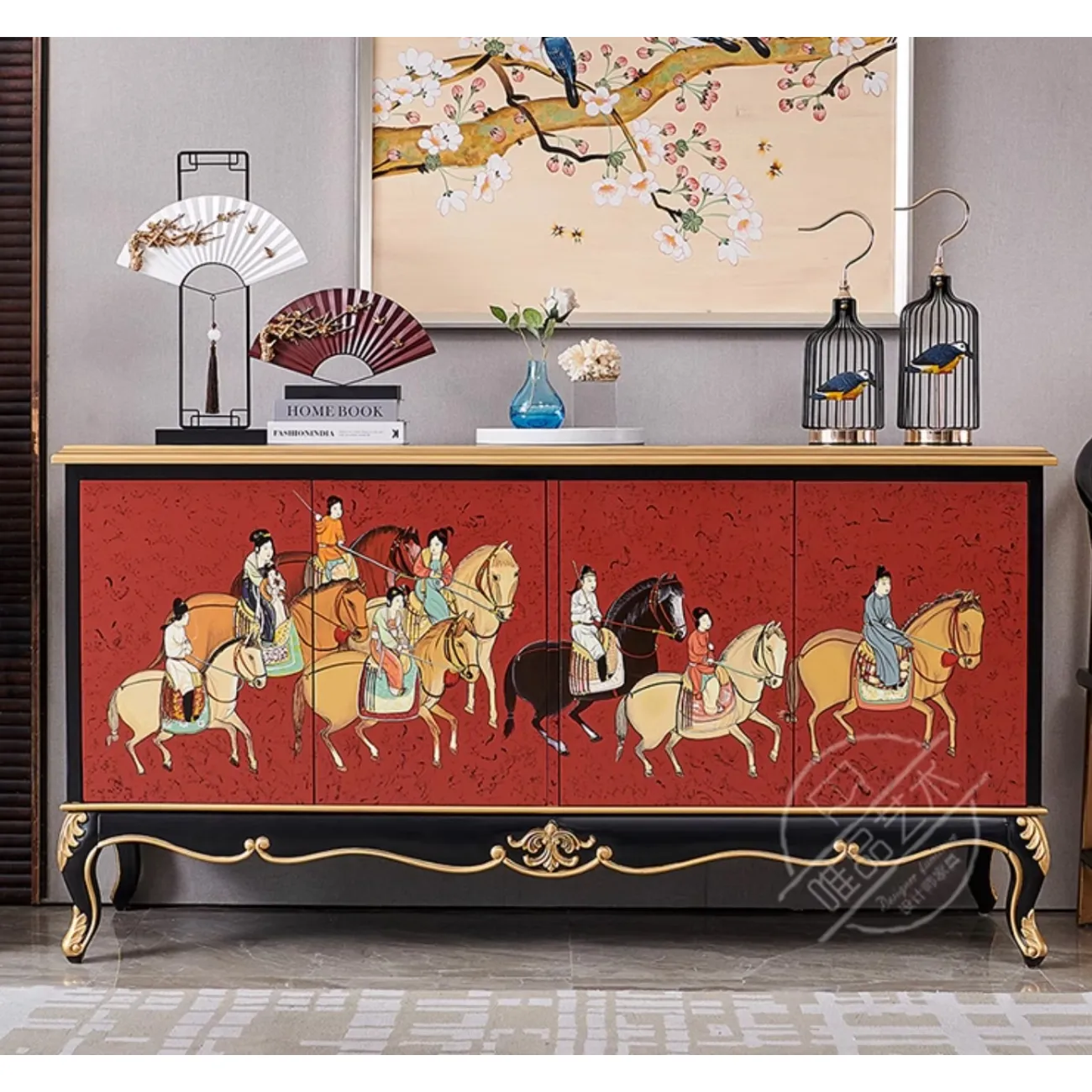 Современный расписной комод из массива дерева Creative Life 36004-29