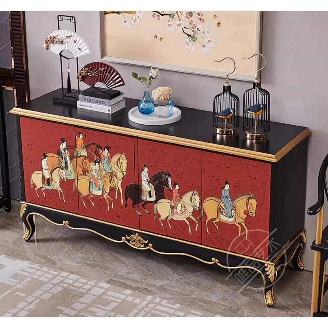 Современный расписной комод из массива дерева Creative Life 36004-29