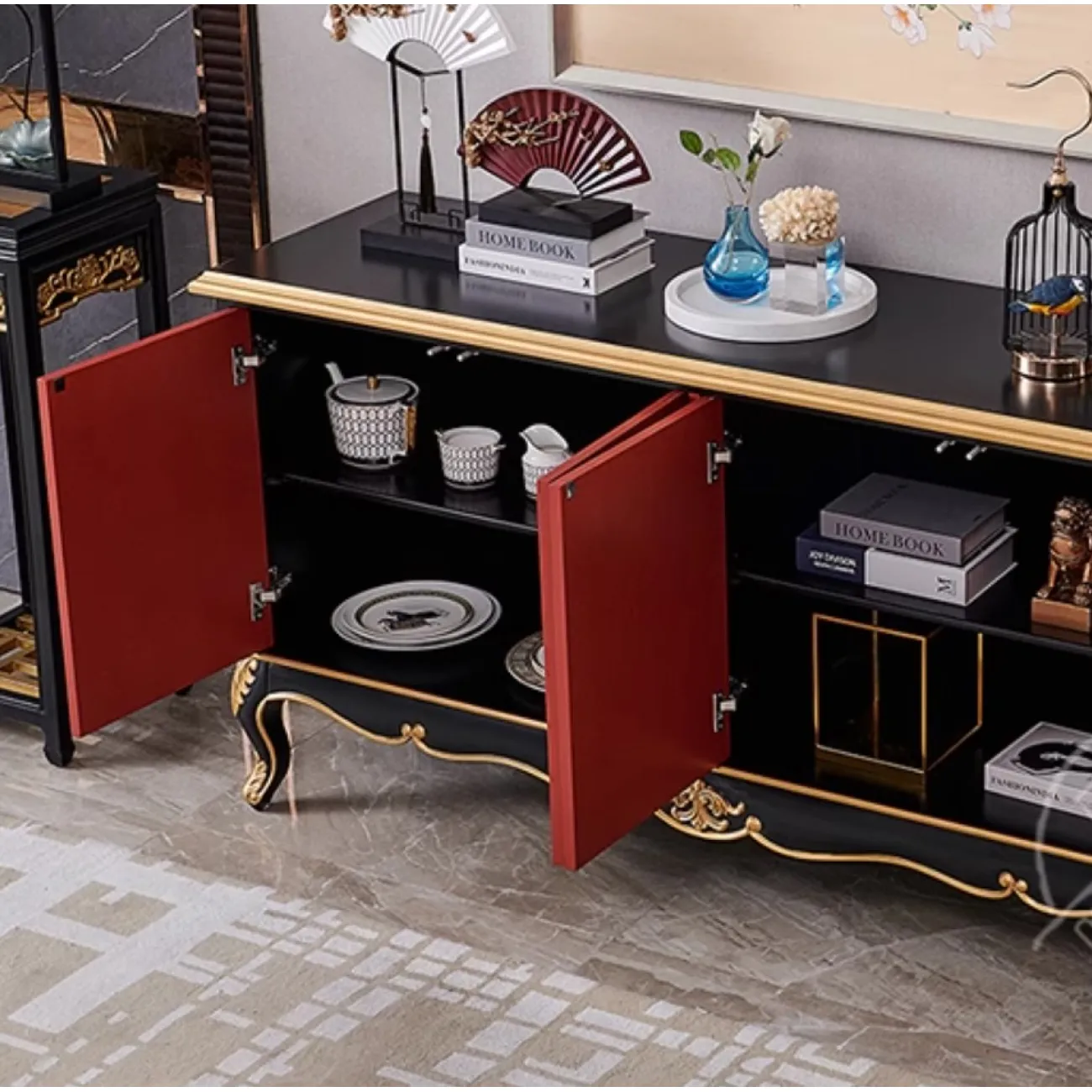 Современный расписной комод из массива дерева Creative Life 36004-29