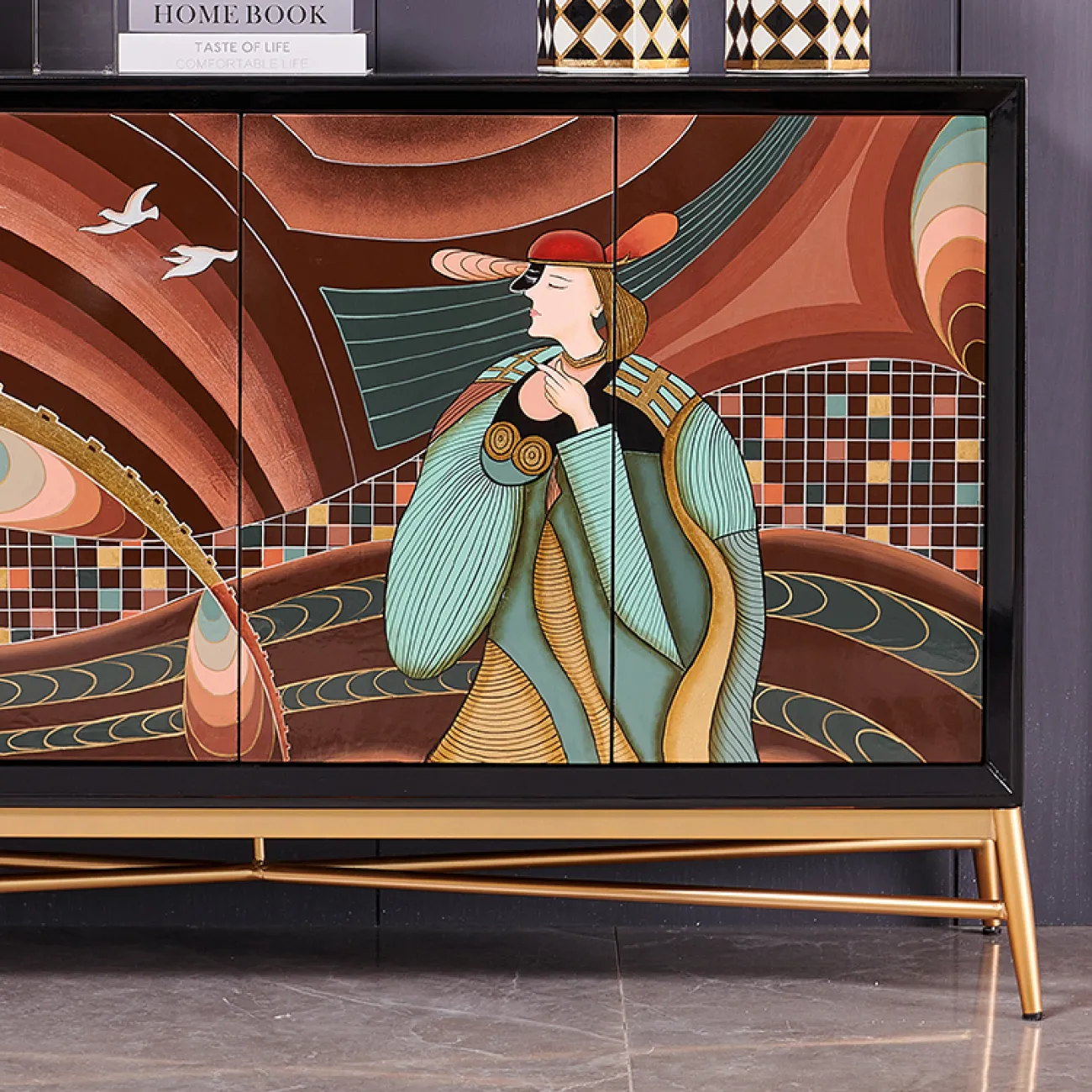 Роскошный  расписной комод из массива дерева Creative Life 36005-29