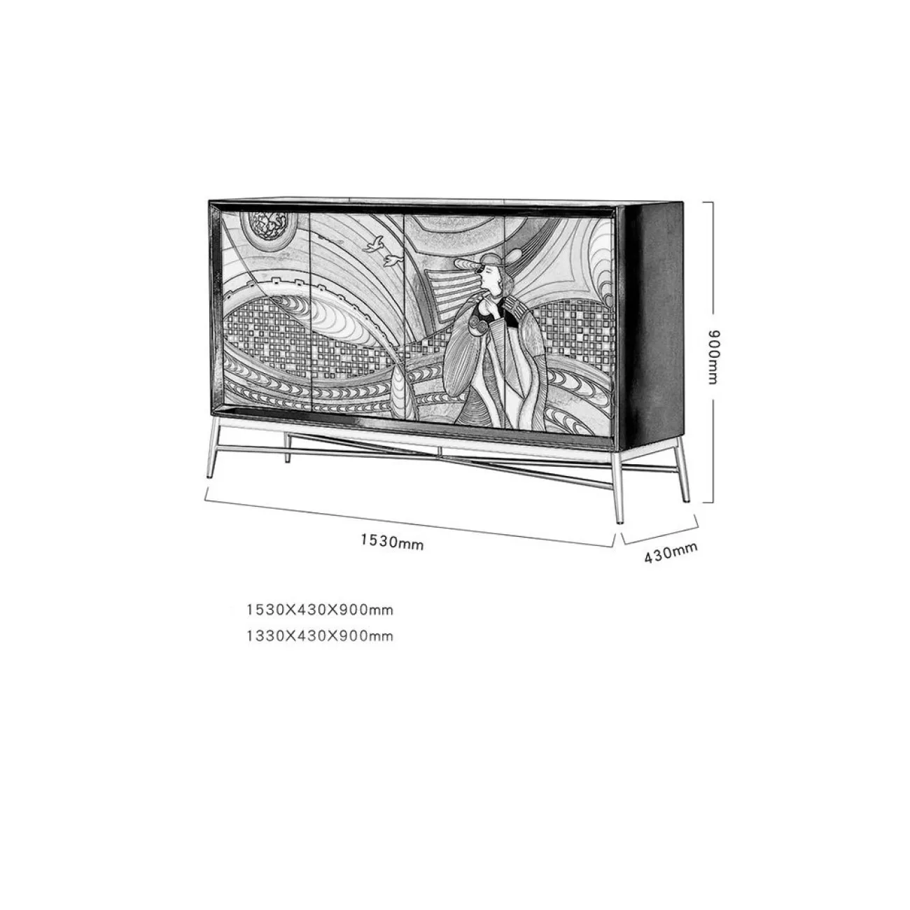 Роскошный  расписной комод из массива дерева Creative Life 36005-29